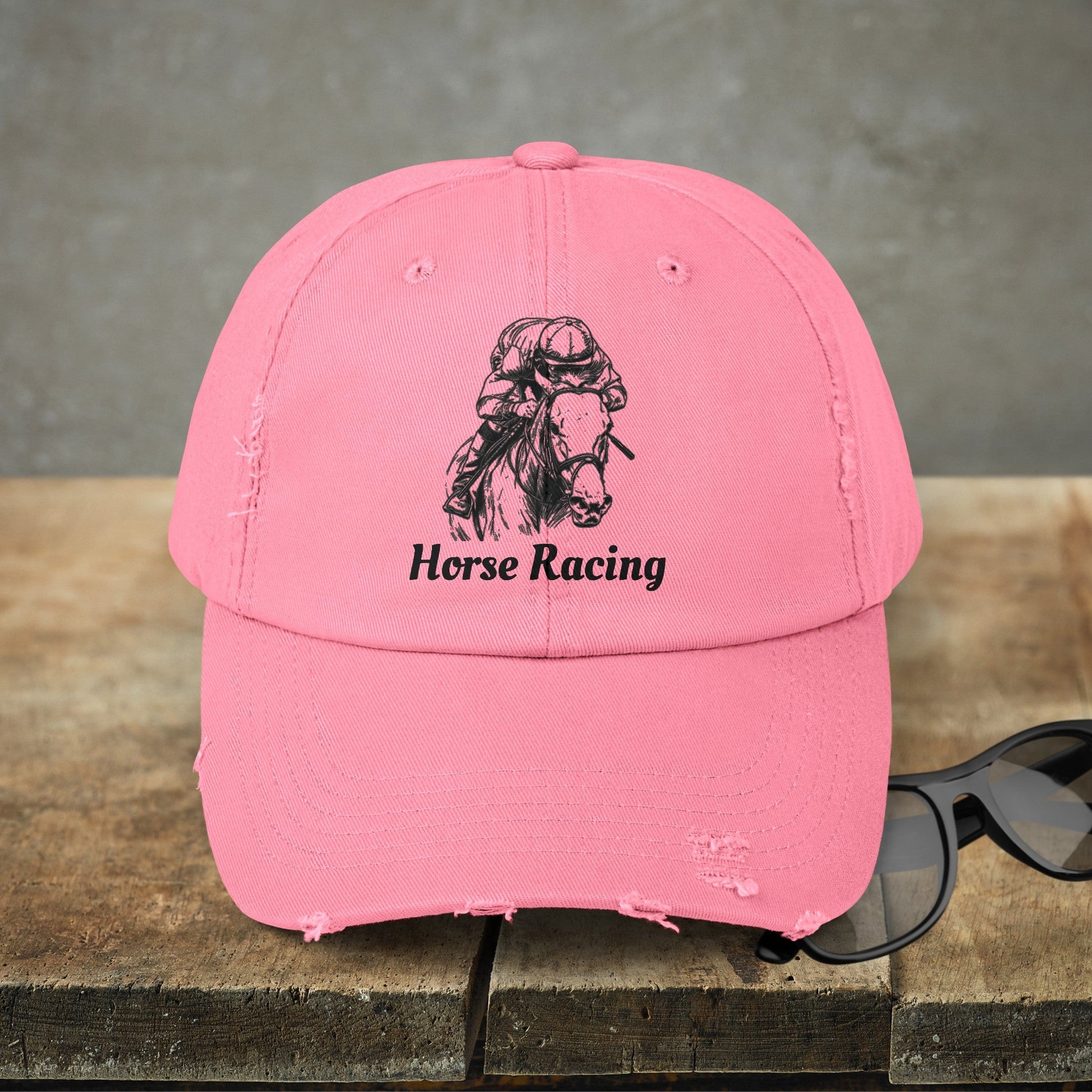Horse Racing Baseball Cap, Line Drawing Horse Art, Perfect Hat Racing Fans - FlooredByArt