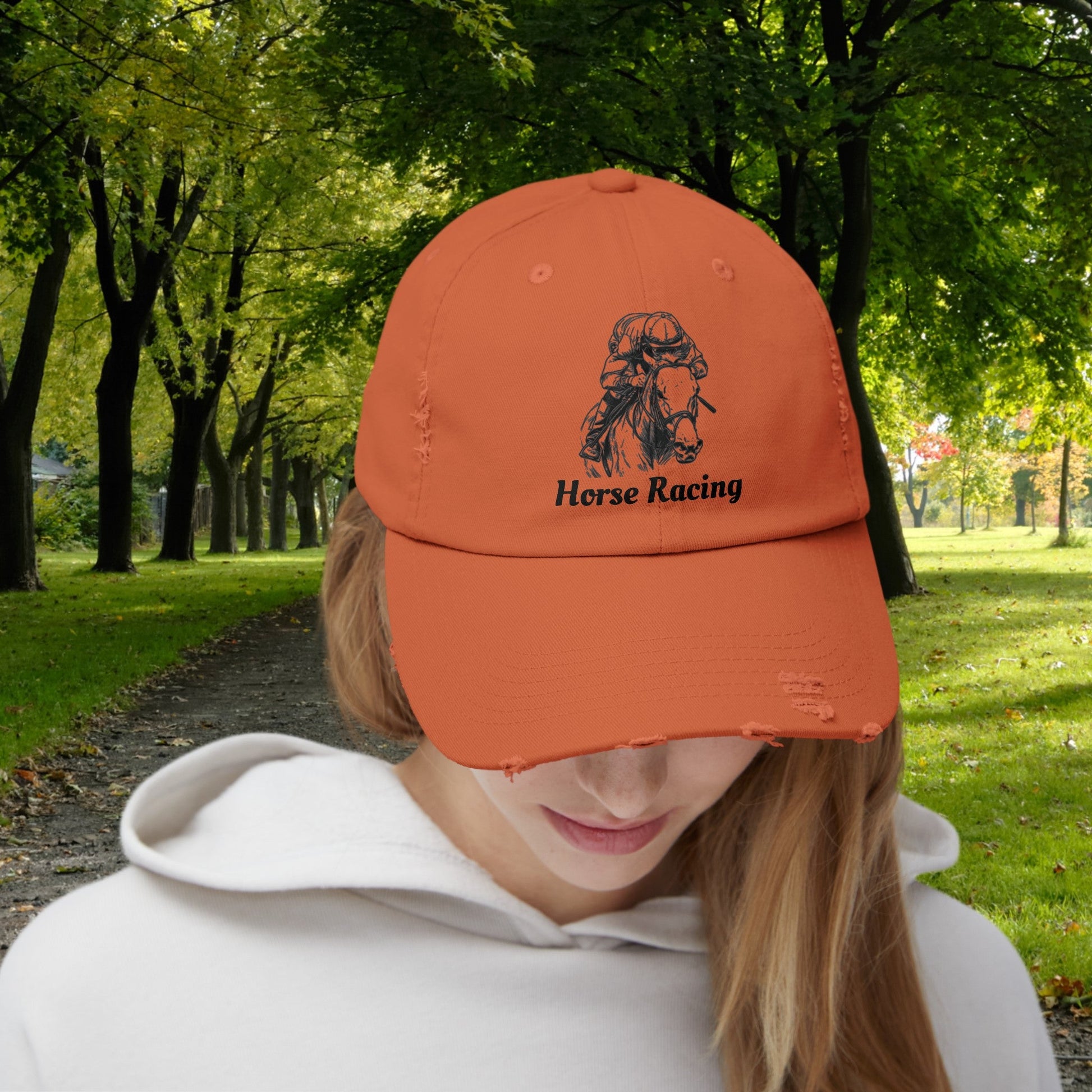 Horse Racing Baseball Cap, Line Drawing Horse Art, Perfect Hat Racing Fans - FlooredByArt