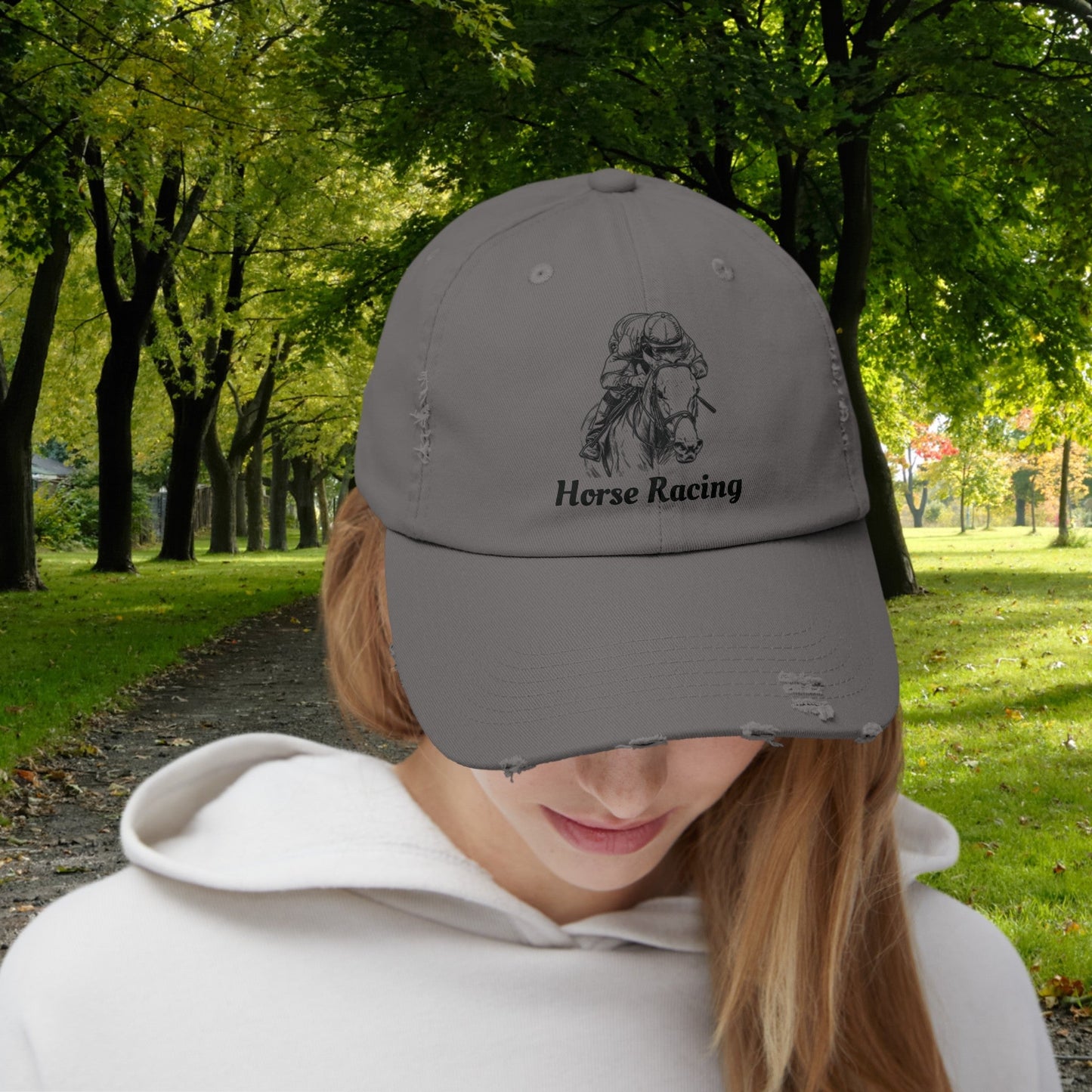 Horse Racing Baseball Cap, Line Drawing Horse Art, Perfect Hat Racing Fans - FlooredByArt