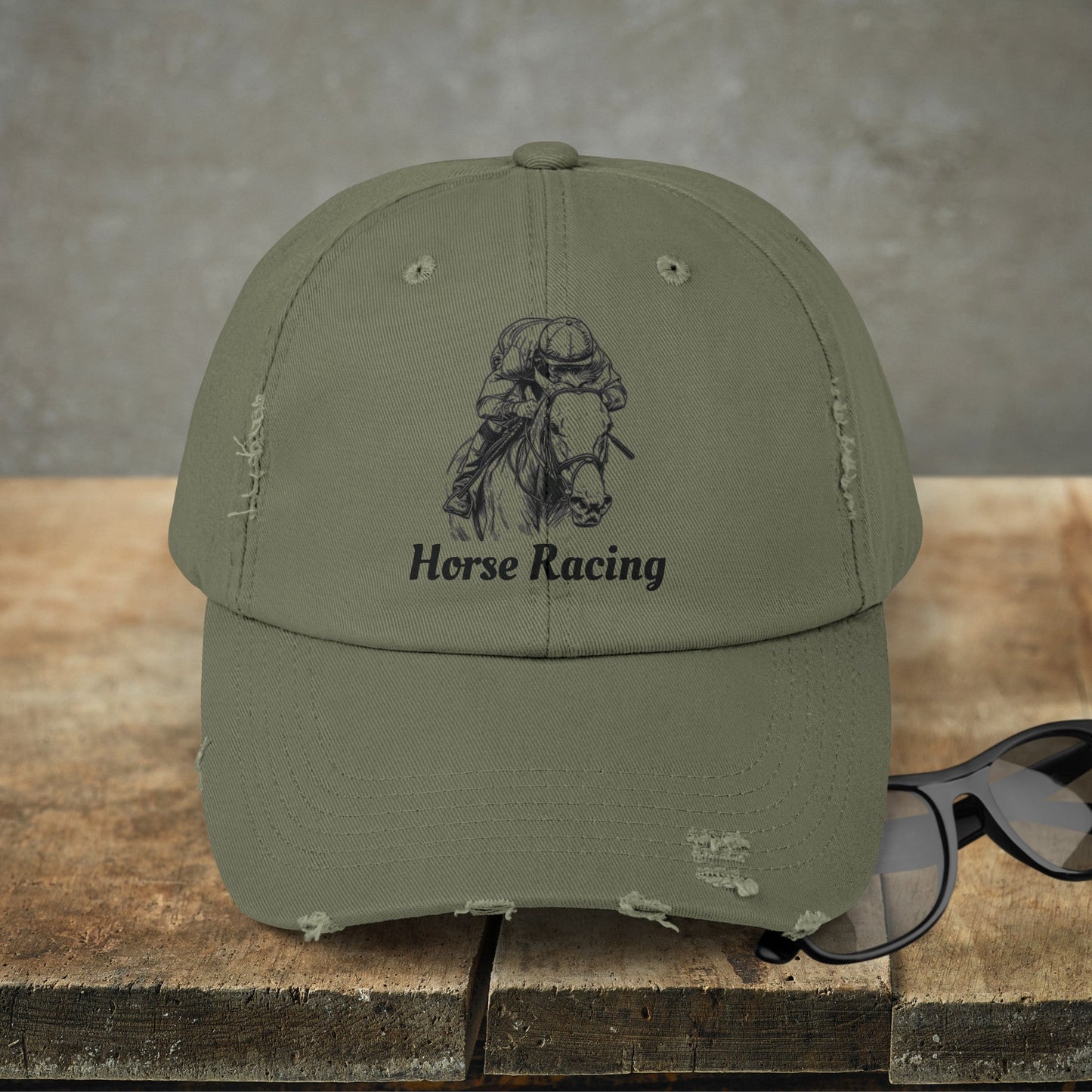 Horse Racing Baseball Cap, Line Drawing Horse Art, Perfect Hat Racing Fans - FlooredByArt