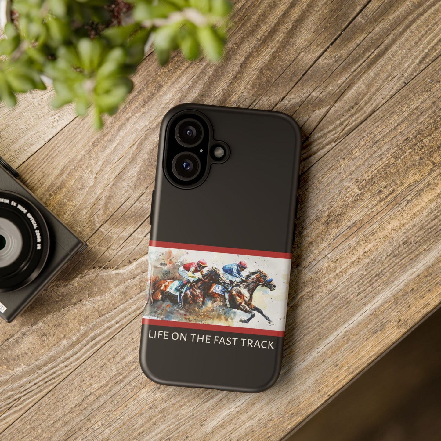 Horse Racing iPhone Case – “Life on the Fast Track” Equestrian Gift, Sporty Horse Lover Phone Cover for iPhone 14–16 - FlooredByArt