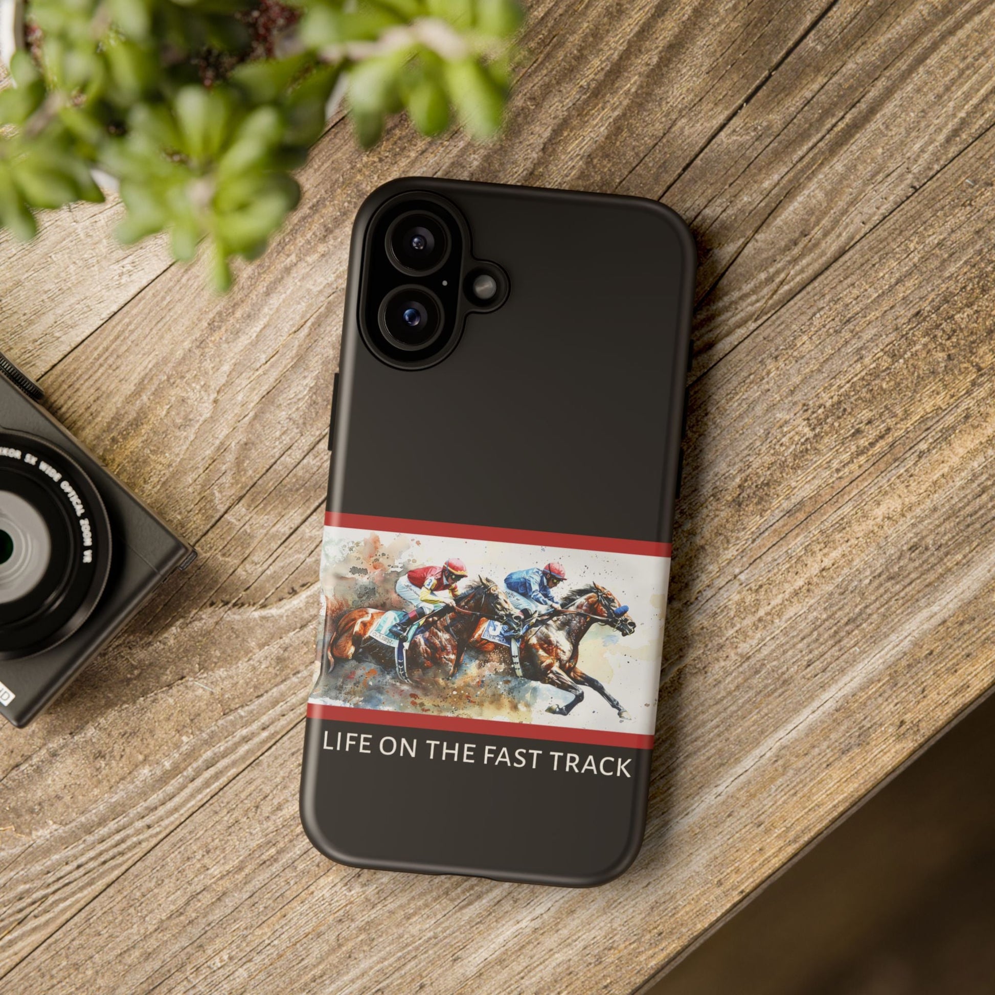 Horse Racing iPhone Case – “Life on the Fast Track” Equestrian Gift, Sporty Horse Lover Phone Cover for iPhone 14–16 - FlooredByArt