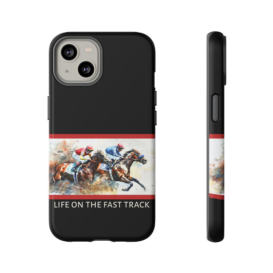 Horse Racing iPhone Case – “Life on the Fast Track” Equestrian Gift, Sporty Horse Lover Phone Cover for iPhone 14–16 - FlooredByArt