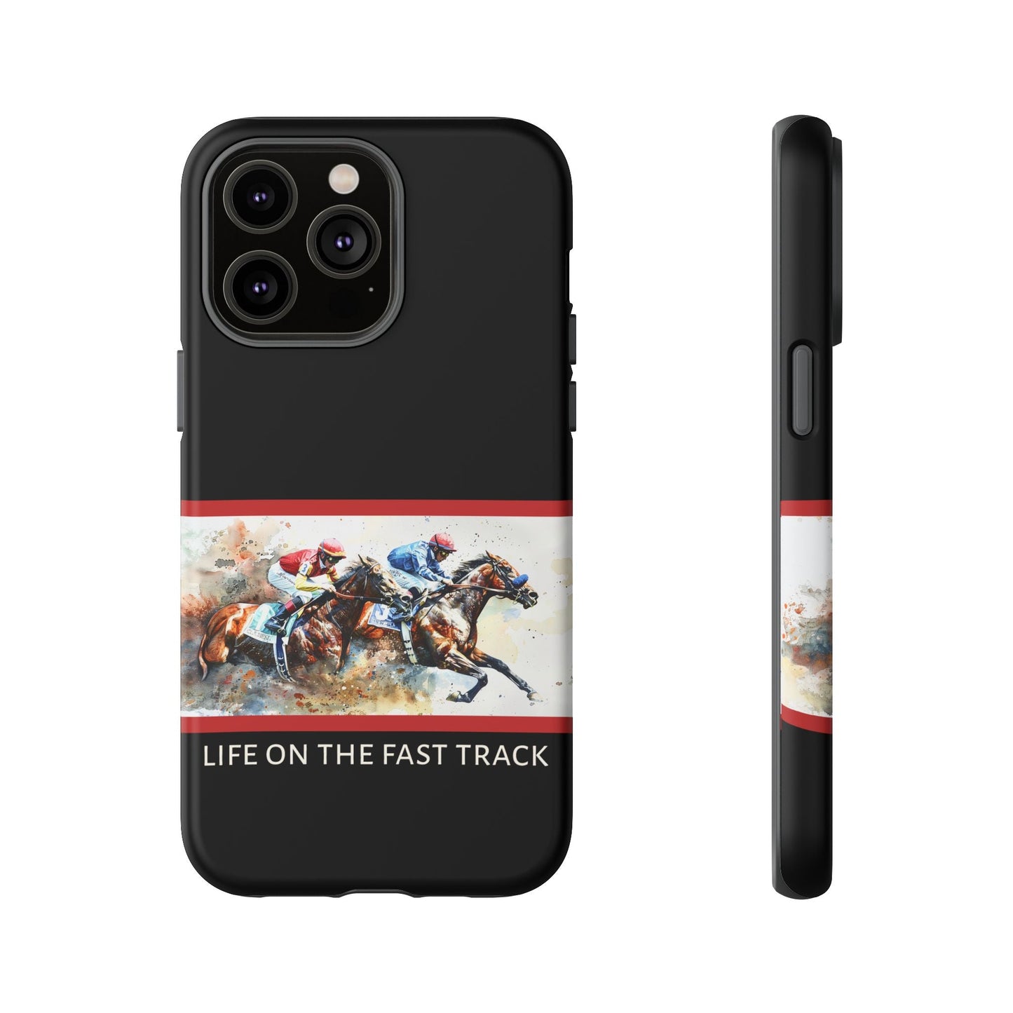 Horse Racing iPhone Case – “Life on the Fast Track” Equestrian Gift, Sporty Horse Lover Phone Cover for iPhone 14–16 - FlooredByArt