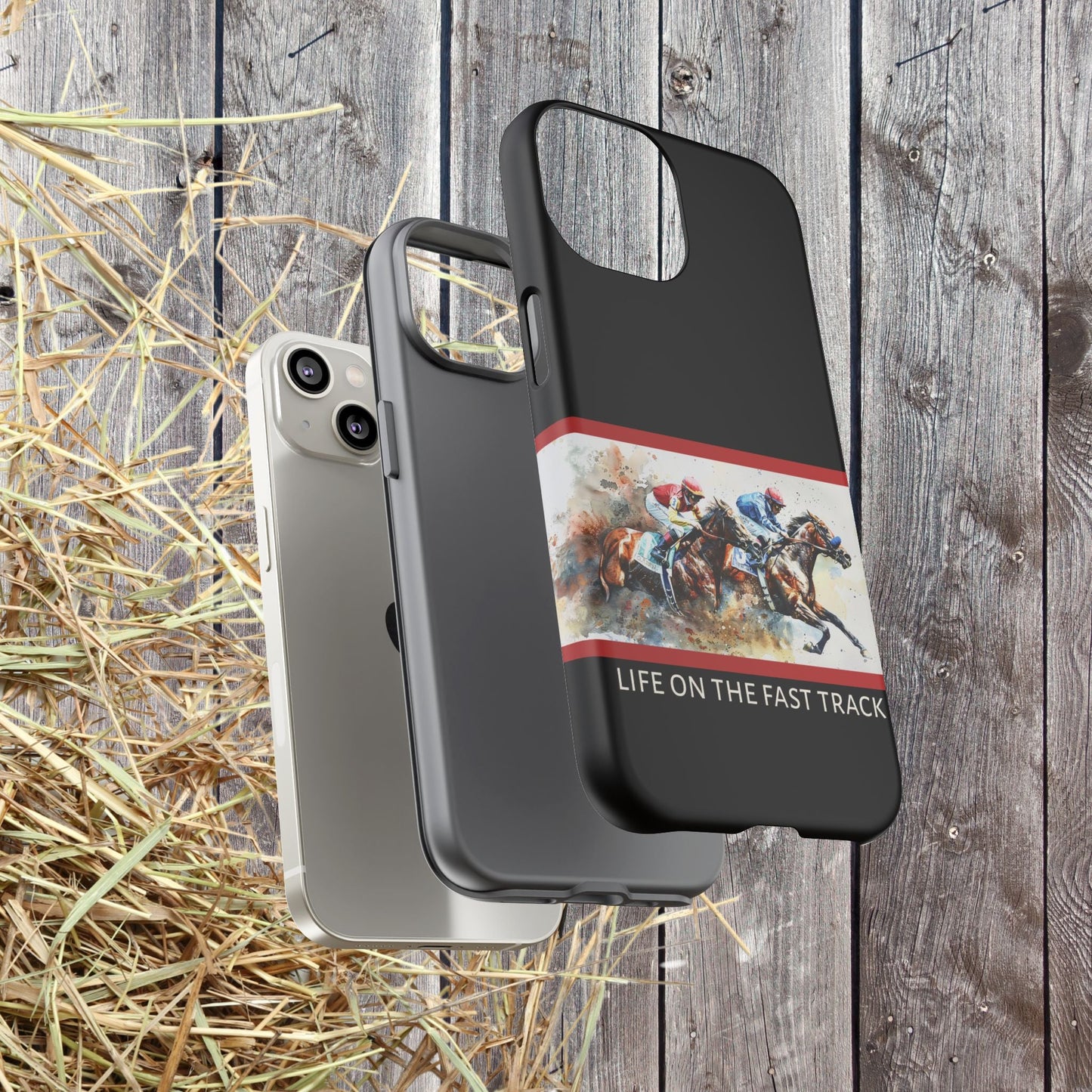 Horse Racing iPhone Case – “Life on the Fast Track” Equestrian Gift, Sporty Horse Lover Phone Cover for iPhone 14–16 - FlooredByArt