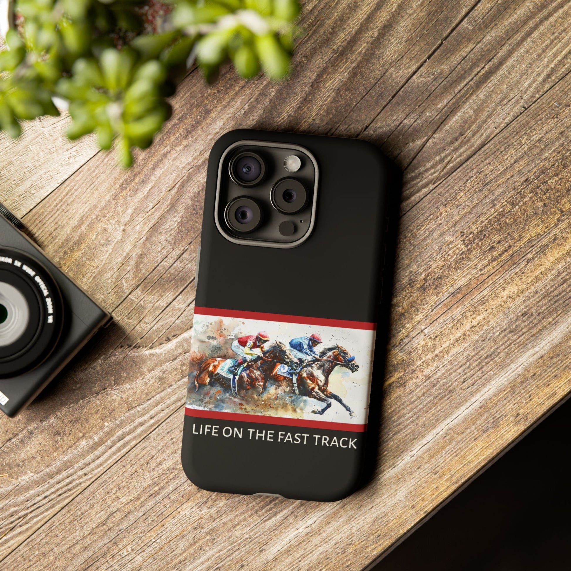 Horse Racing iPhone Case – “Life on the Fast Track” Equestrian Gift, Sporty Horse Lover Phone Cover for iPhone 14–16 - FlooredByArt