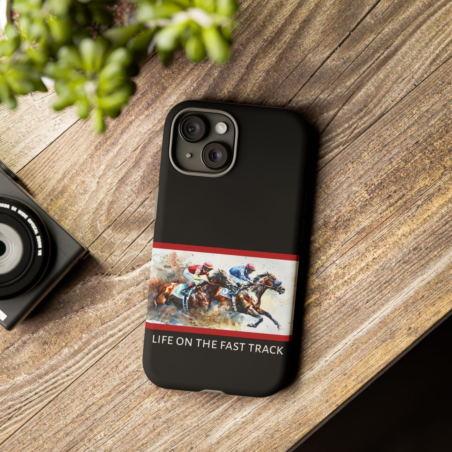 Horse Racing iPhone Case – “Life on the Fast Track” Equestrian Gift, Sporty Horse Lover Phone Cover for iPhone 14–16 - FlooredByArt