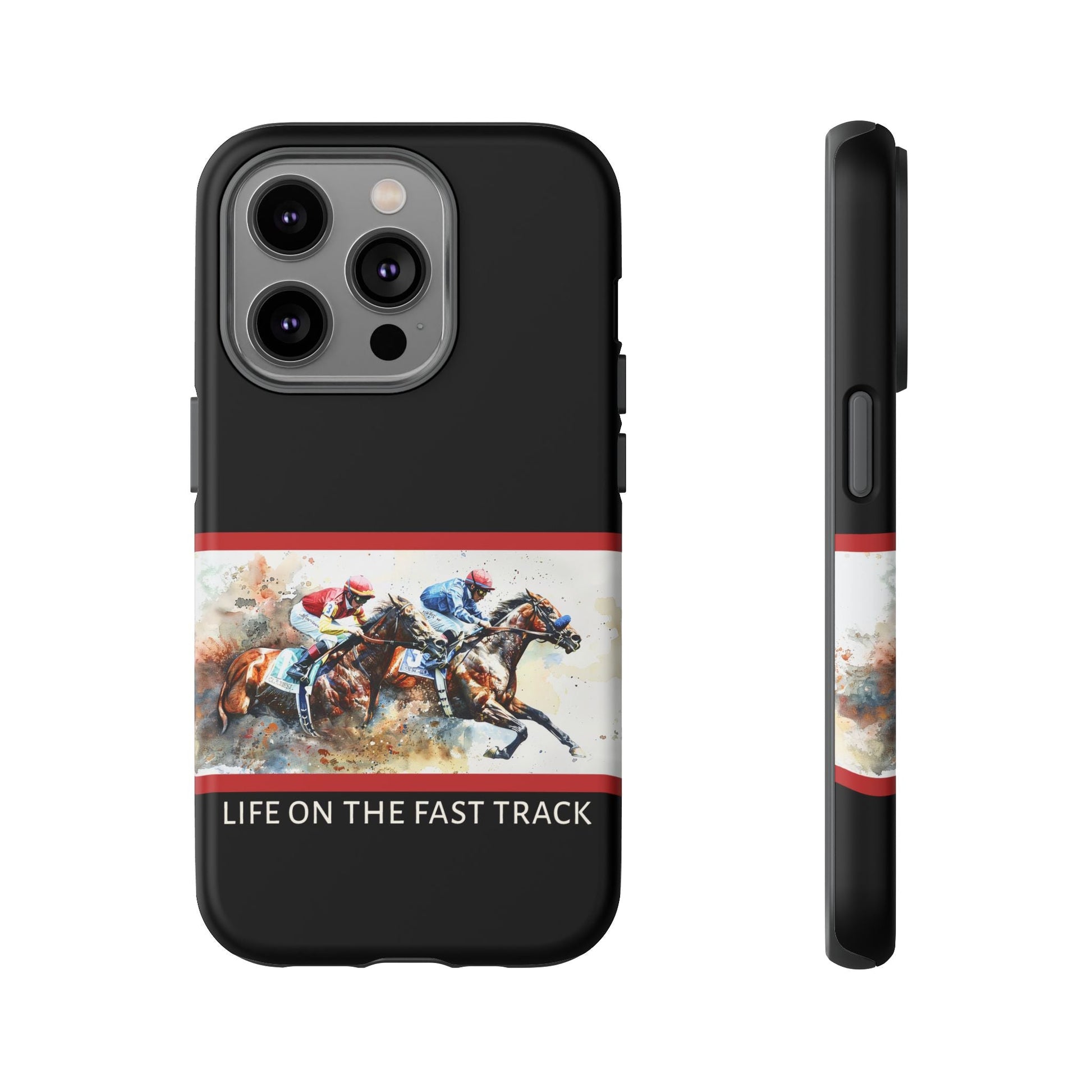 Horse Racing iPhone Case – “Life on the Fast Track” Equestrian Gift, Sporty Horse Lover Phone Cover for iPhone 14–16 - FlooredByArt