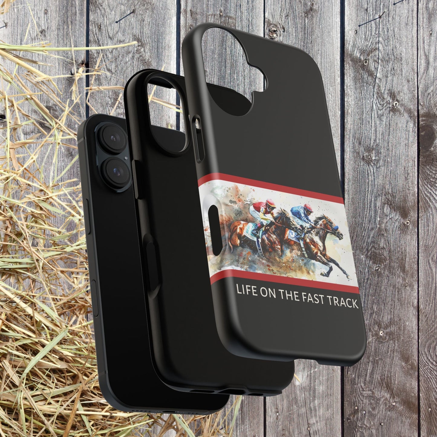 Horse Racing iPhone Case – “Life on the Fast Track” Equestrian Gift, Sporty Horse Lover Phone Cover for iPhone 14–16 - FlooredByArt