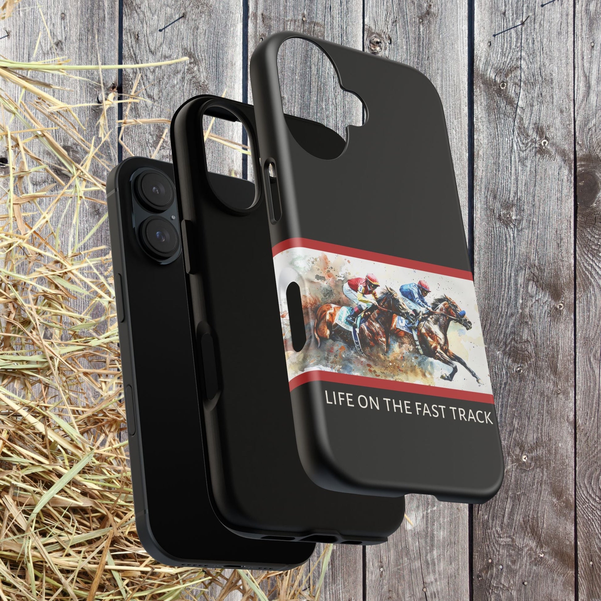 Horse Racing iPhone Case – “Life on the Fast Track” Equestrian Gift, Sporty Horse Lover Phone Cover for iPhone 14–16 - FlooredByArt
