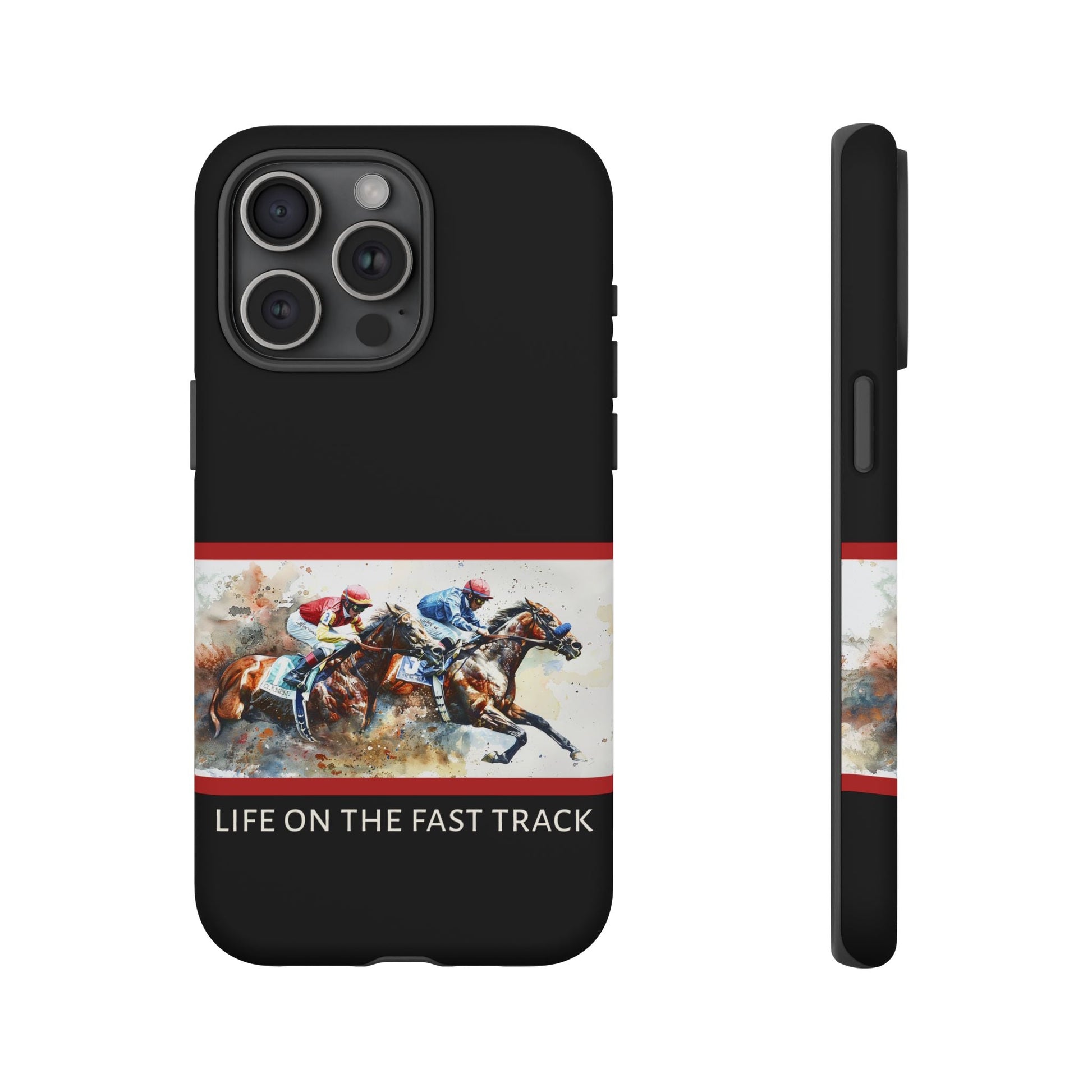 Horse Racing iPhone Case – “Life on the Fast Track” Equestrian Gift, Sporty Horse Lover Phone Cover for iPhone 14–16 - FlooredByArt