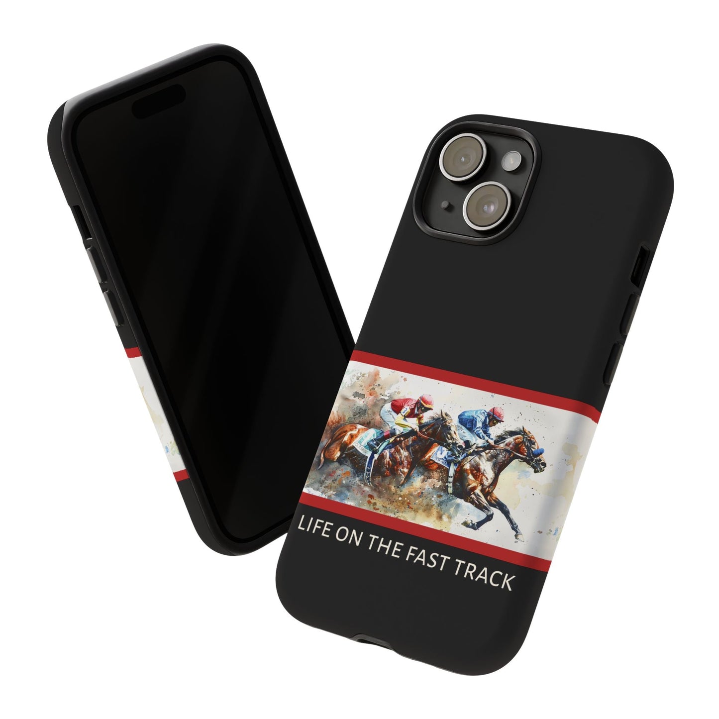 Horse Racing iPhone Case – “Life on the Fast Track” Equestrian Gift, Sporty Horse Lover Phone Cover for iPhone 14–16 - FlooredByArt
