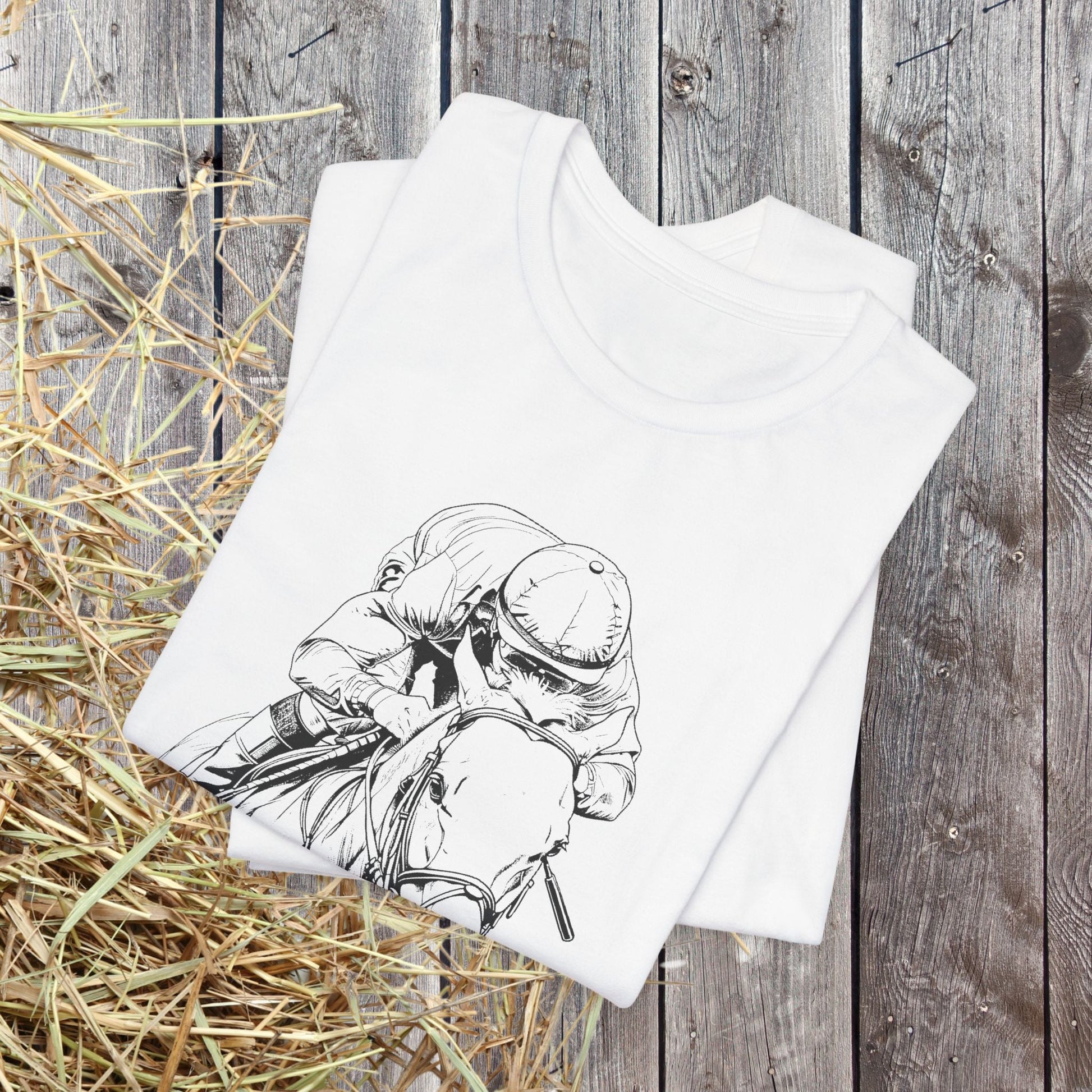 Horse Racing Shirt Jockey & Horse Art, Thoroughbred T-Shirt, Race Day Tee - FlooredByArt