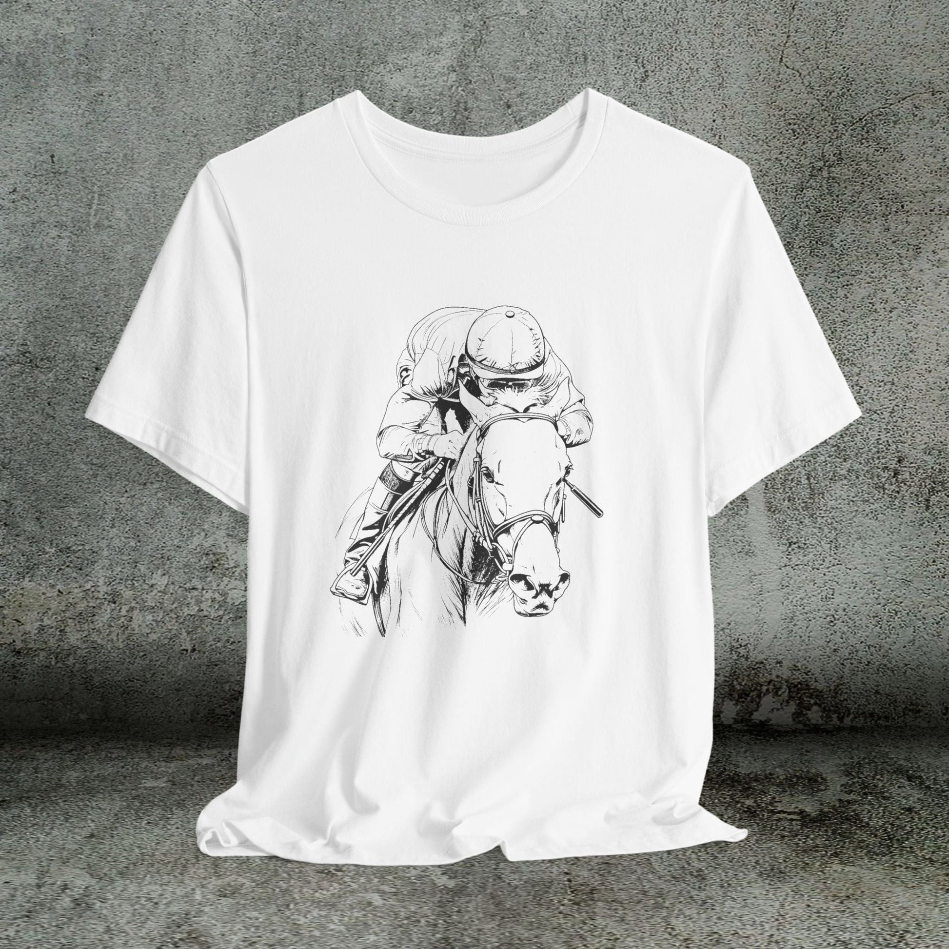 Horse Racing Shirt Jockey & Horse Art, Thoroughbred T-Shirt, Race Day Tee - FlooredByArt