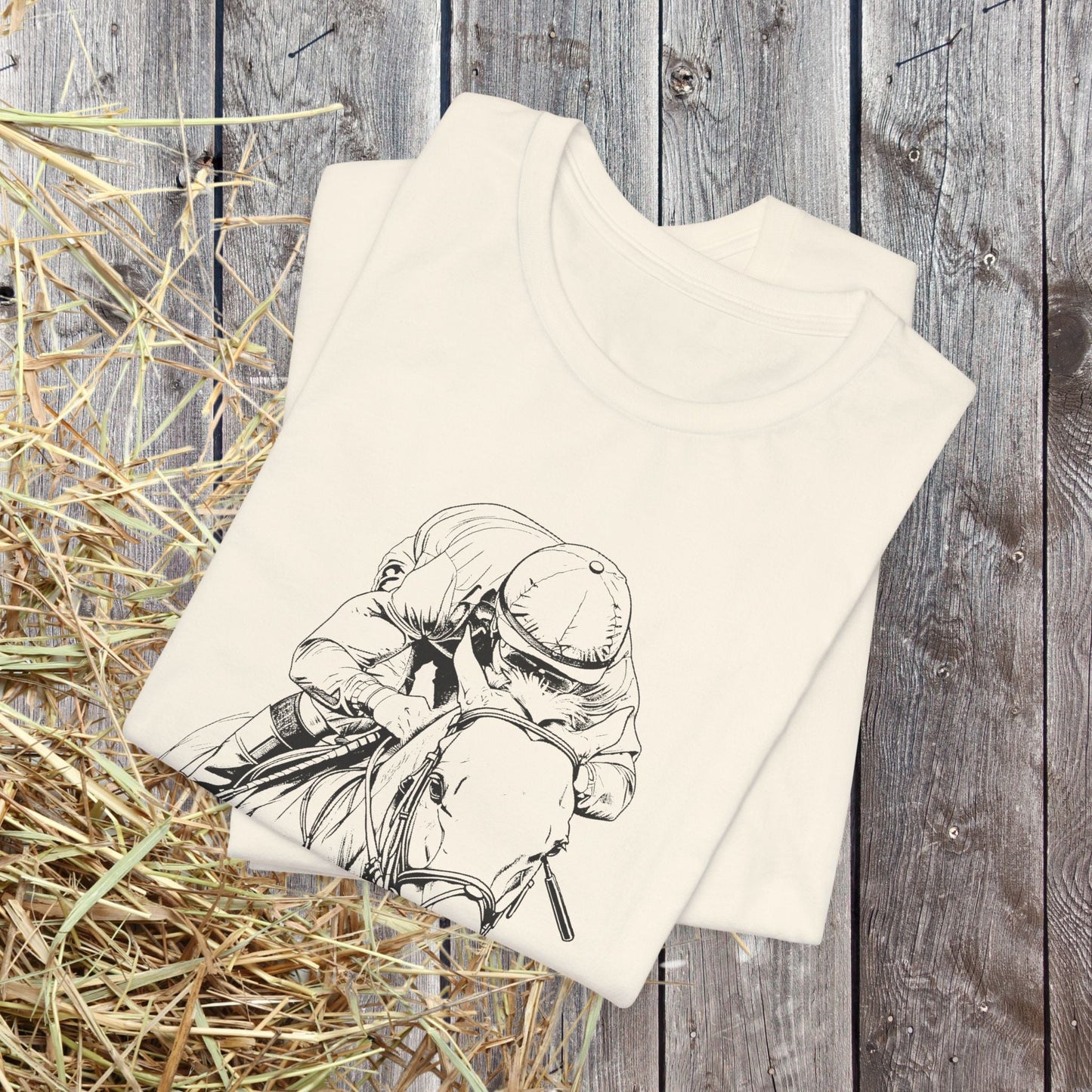 Horse Racing Shirt Jockey & Horse Art, Thoroughbred T-Shirt, Race Day Tee - FlooredByArt
