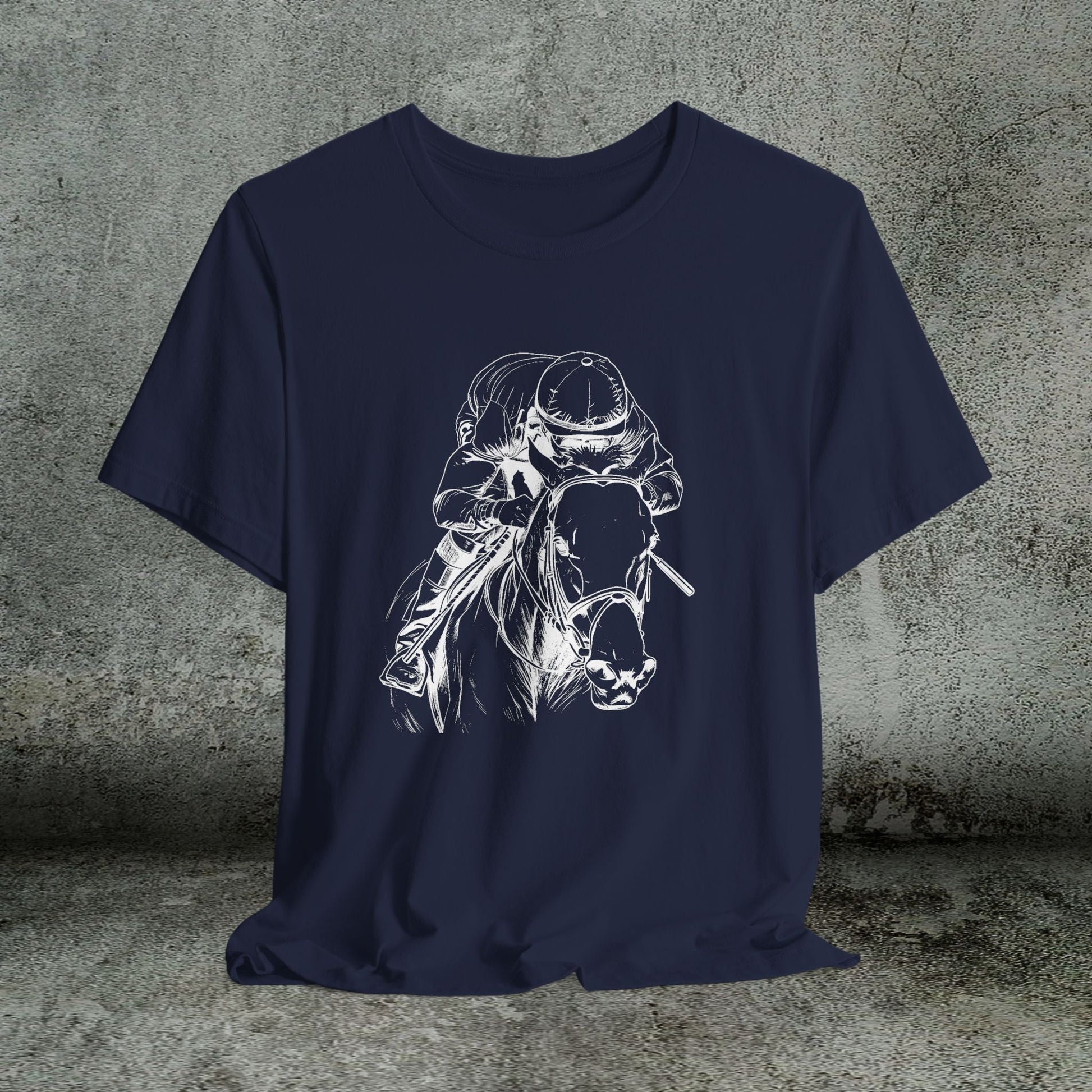 Horse Racing Shirt Jockey & Horse Art, Thoroughbred T-Shirt, Race Day Tee - FlooredByArt