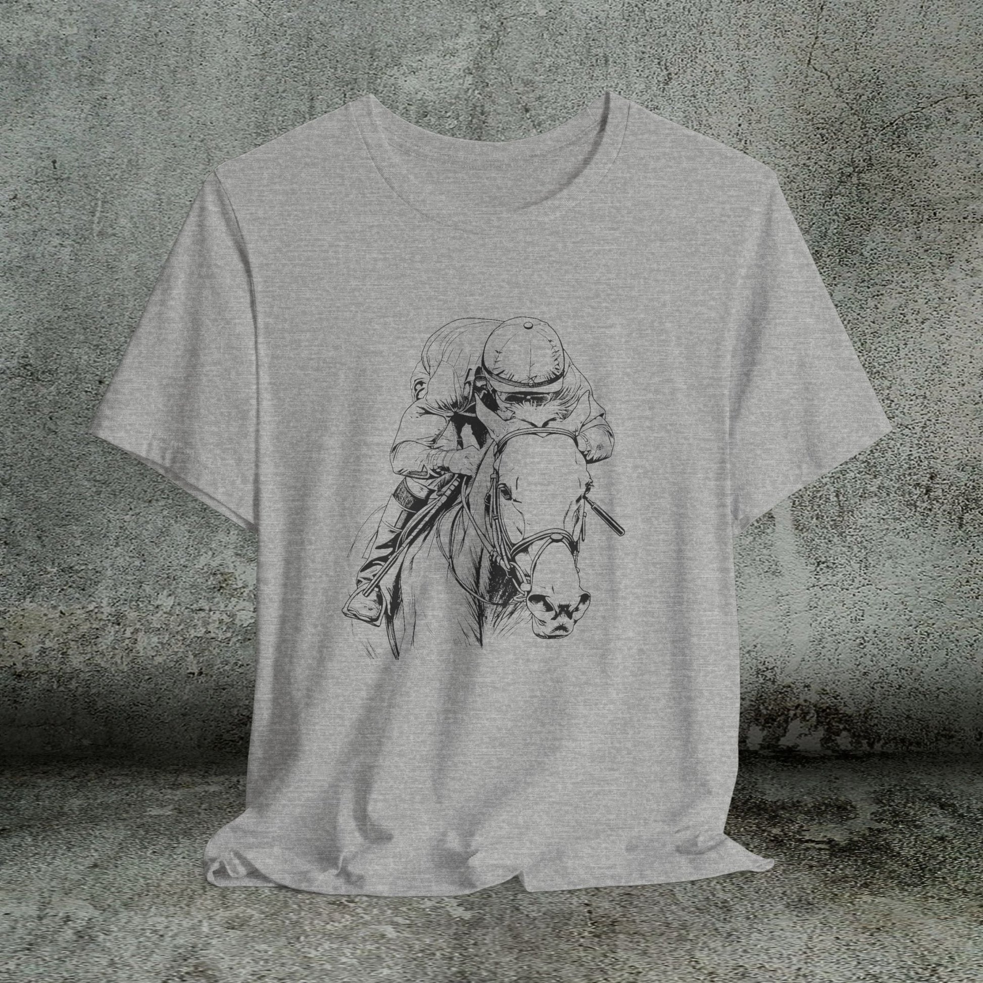 Horse Racing Shirt Jockey & Horse Art, Thoroughbred T-Shirt, Race Day Tee - FlooredByArt