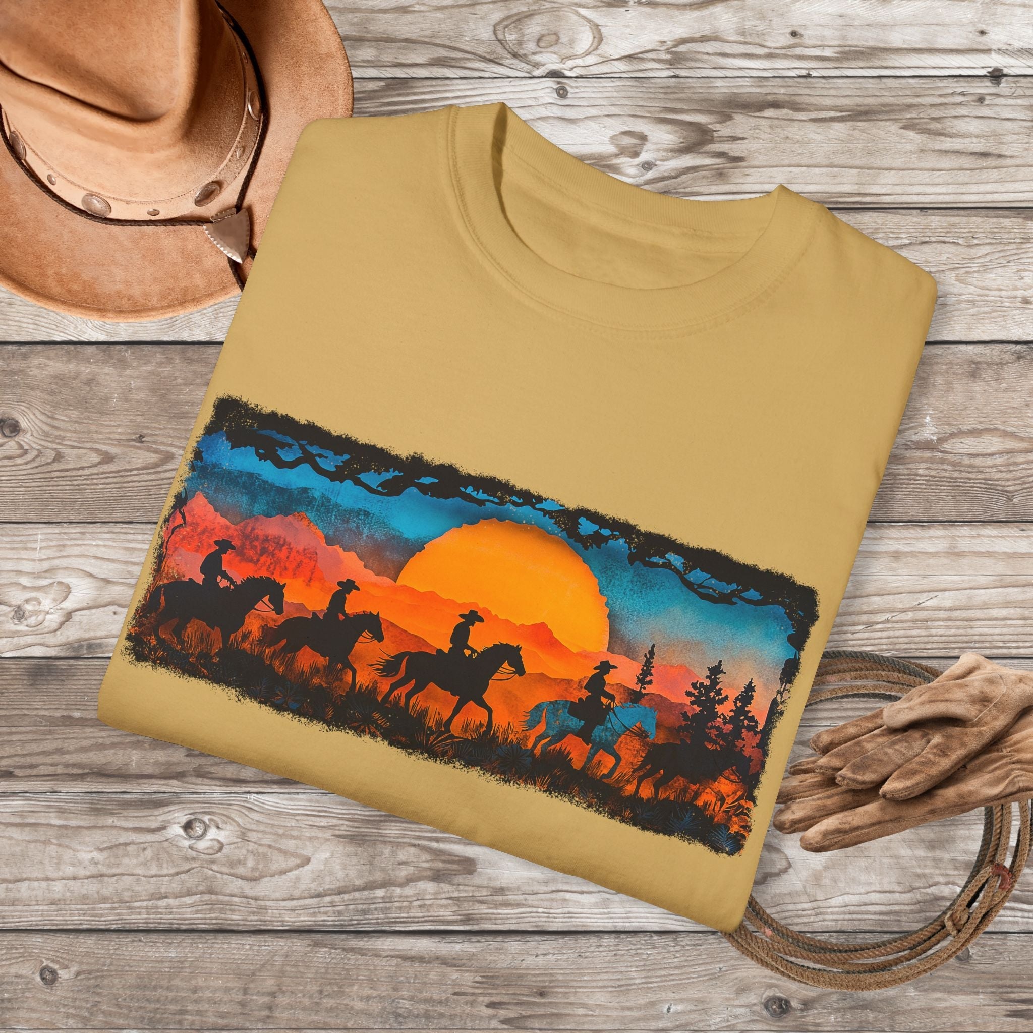 Horseback Trail Riding Shirt, Natural Dyed T-shirt, Rustic Country Life Shirt Casual Wear Gifft - FlooredByArt