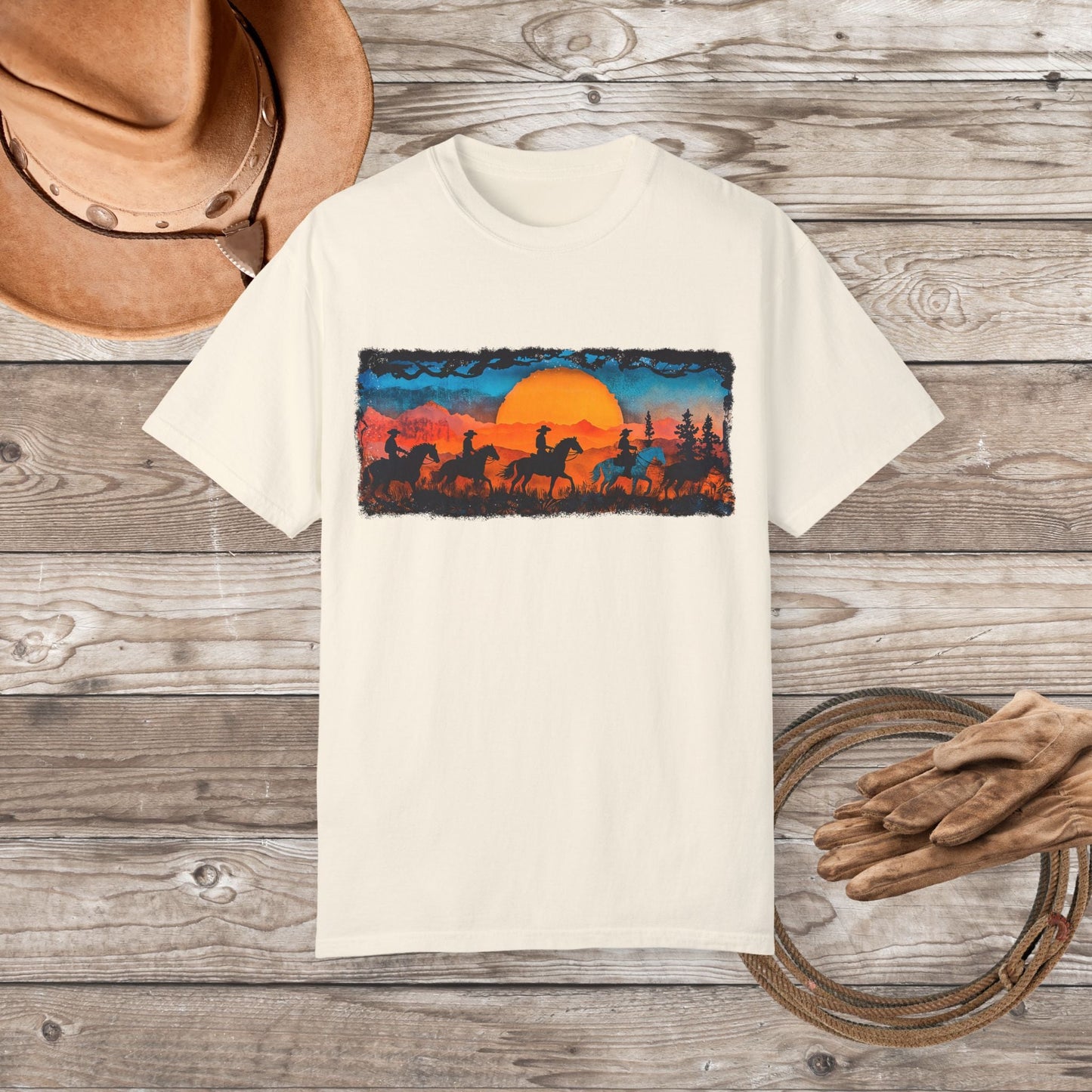 Horseback Trail Riding Shirt, Natural Dyed T-shirt, Rustic Country Life Shirt Casual Wear Gifft - FlooredByArt