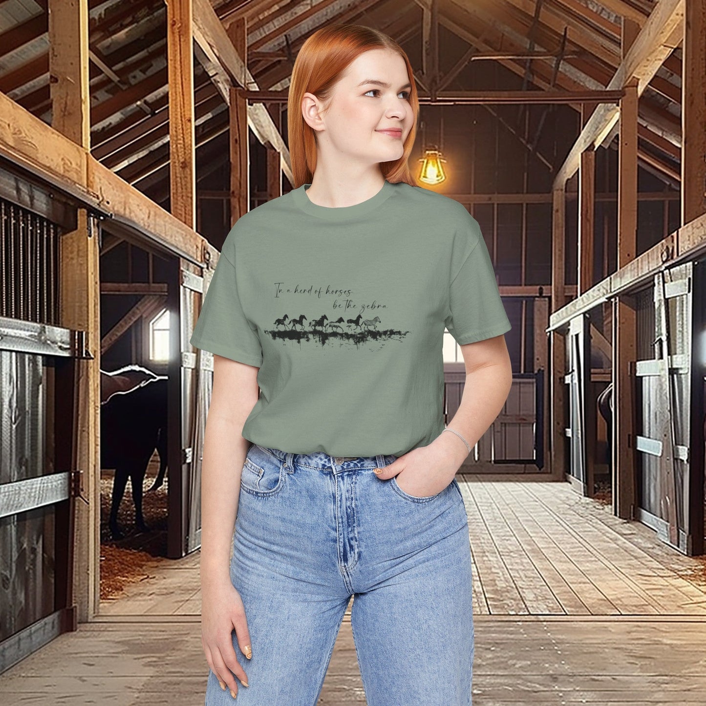 Horses and Zebra T-shirt, Mental Health Tee, Motivational Tee for Horse Lovers or Zebra Lovers, In a herd of horse...be the zebra, - FlooredByArt