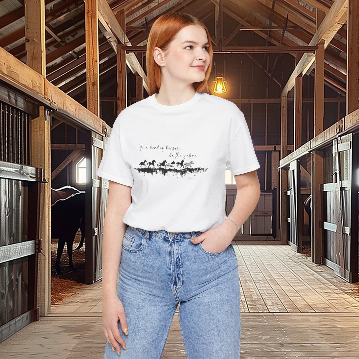 Horses and Zebra T-shirt, Mental Health Tee, Motivational Tee for Horse Lovers or Zebra Lovers, In a herd of horse...be the zebra, - FlooredByArt