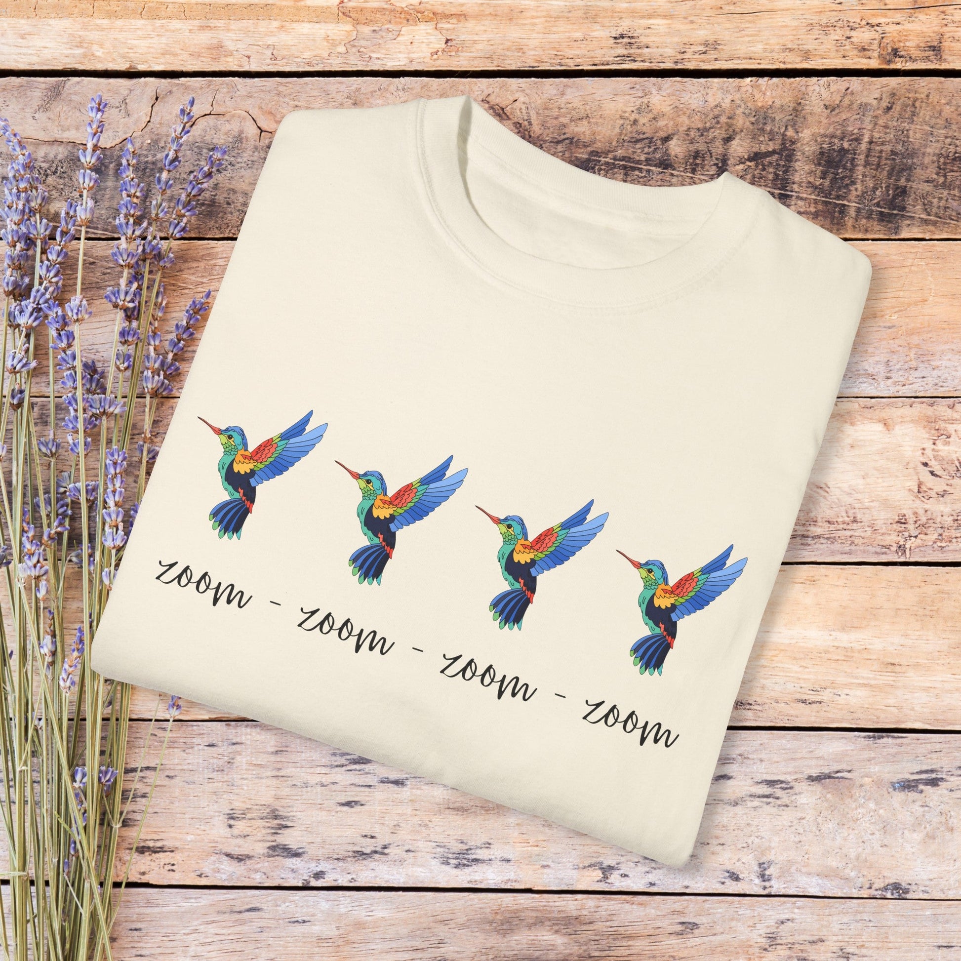 Hummingbird Shirt, Garden Animal Lover Tee, Bird T Shirts, Zoom Zoom Trendy Tee - FlooredByArt