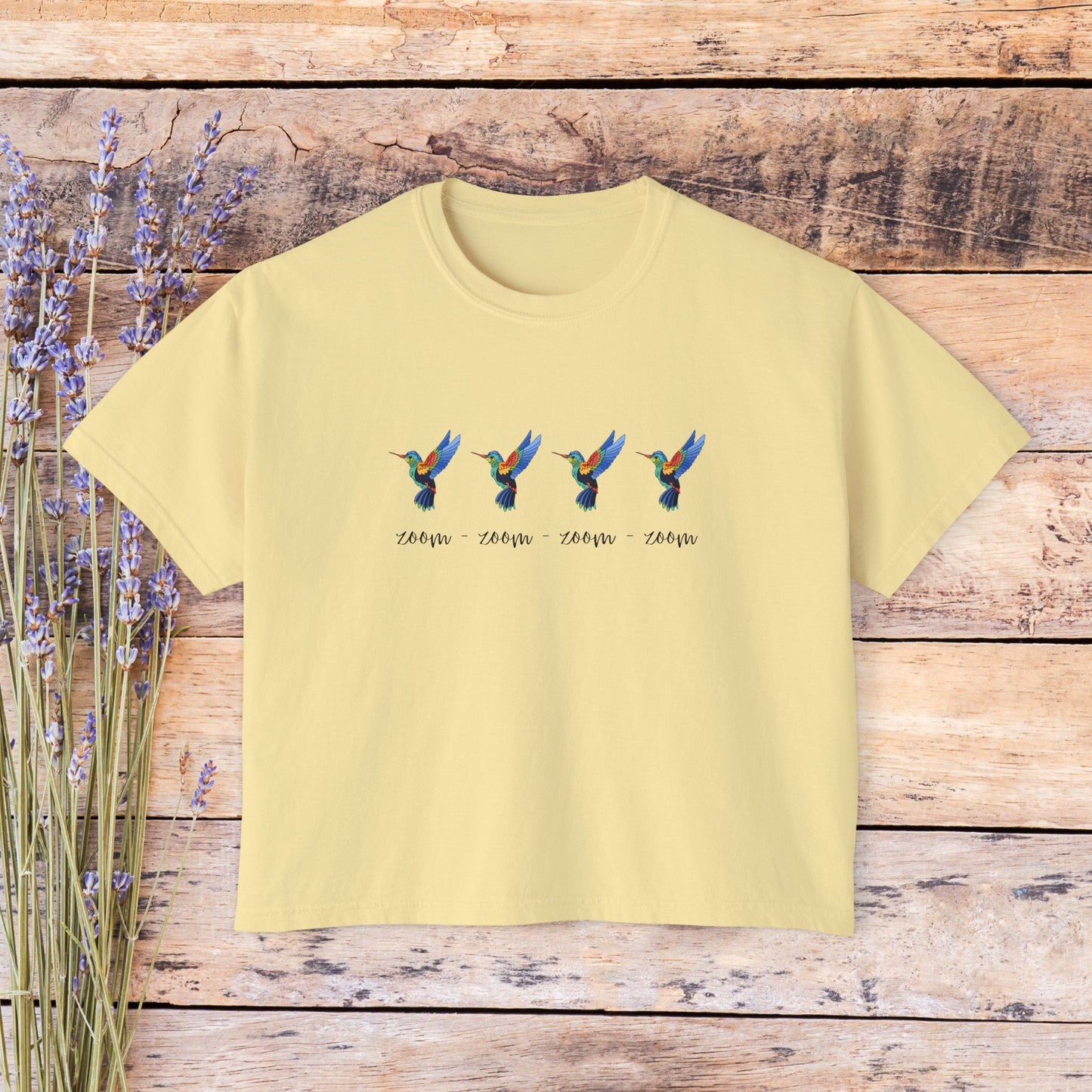 Hummingbird Shirt, Garden Animal Lover Tee, Zoom Zoom Hummer - FlooredByArt