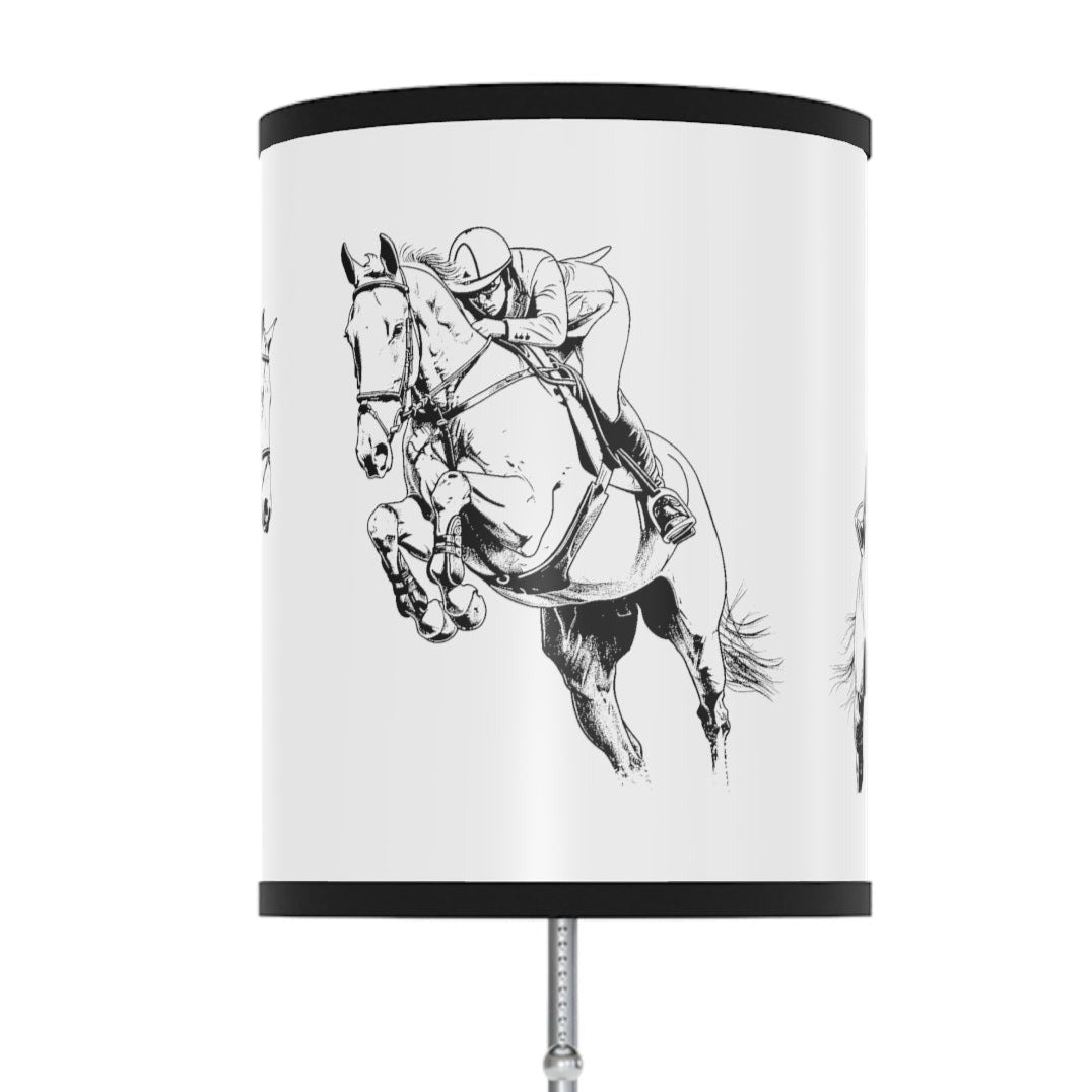 Hunter Jumper Horse Art Lamp, Horse Line Art Accent Lamp, 3 Hunters - FlooredByArt