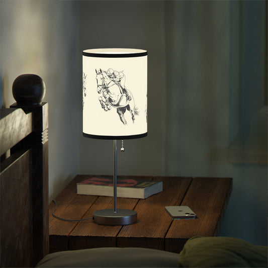 Hunter Jumper Horse Art Lamp, Horse Line Art Accent Lamp, 3 Hunters - FlooredByArt