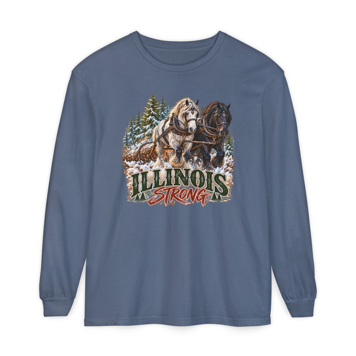Draft Horse State Strong Comfort Colors Long Sleeve Shirt – Custom State Pride Tee