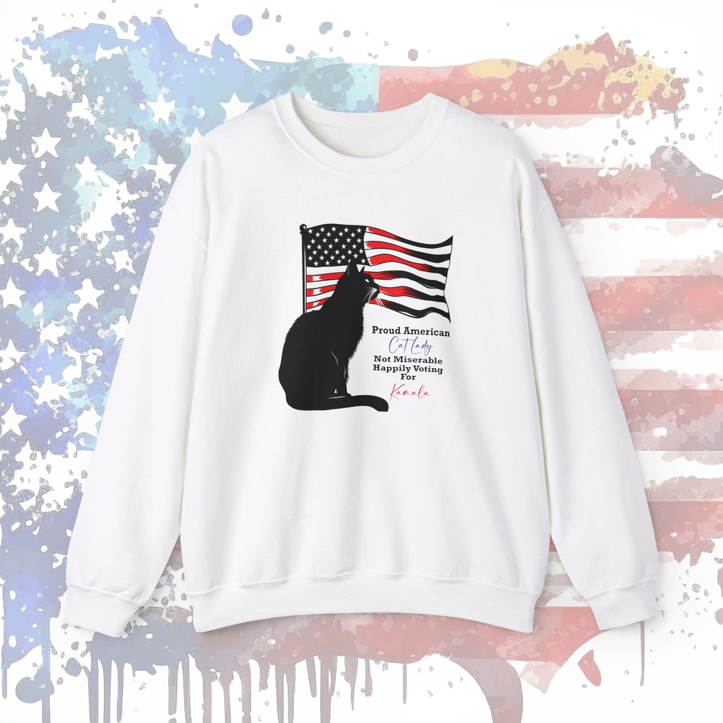 Kamala Cat Lady Sweatshirt, Proud American Cat Lady, Vote Womens Rights - FlooredByArt