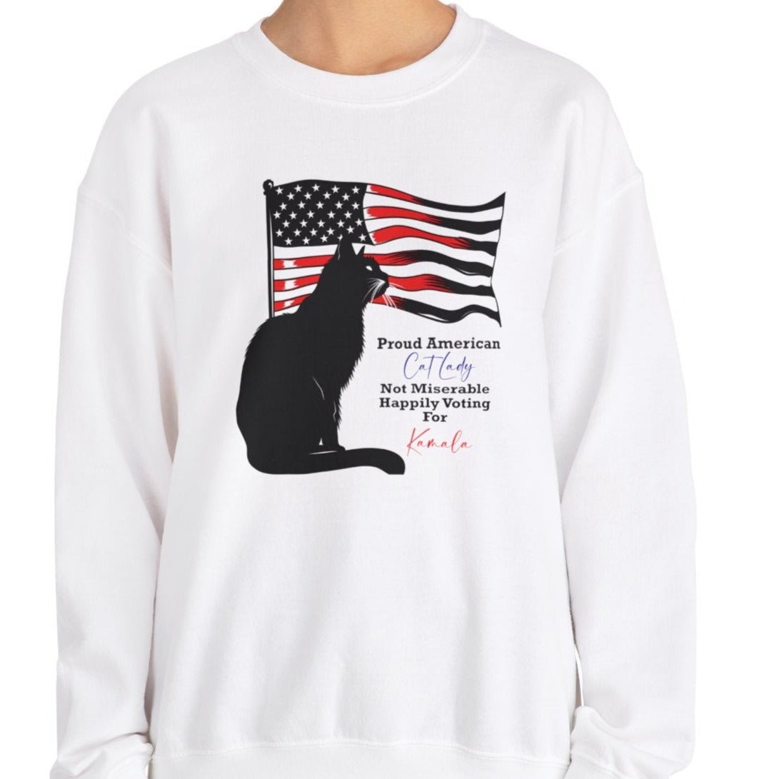 Kamala Cat Lady Sweatshirt, Proud American Cat Lady, Vote Womens Rights - FlooredByArt