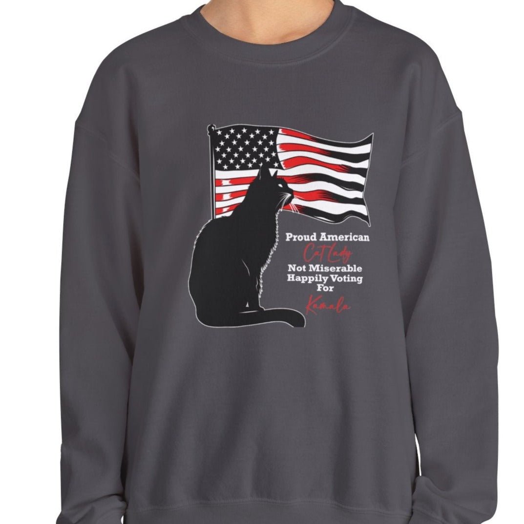 Kamala Cat Lady Sweatshirt, Proud American Cat Lady, Vote Womens Rights - FlooredByArt