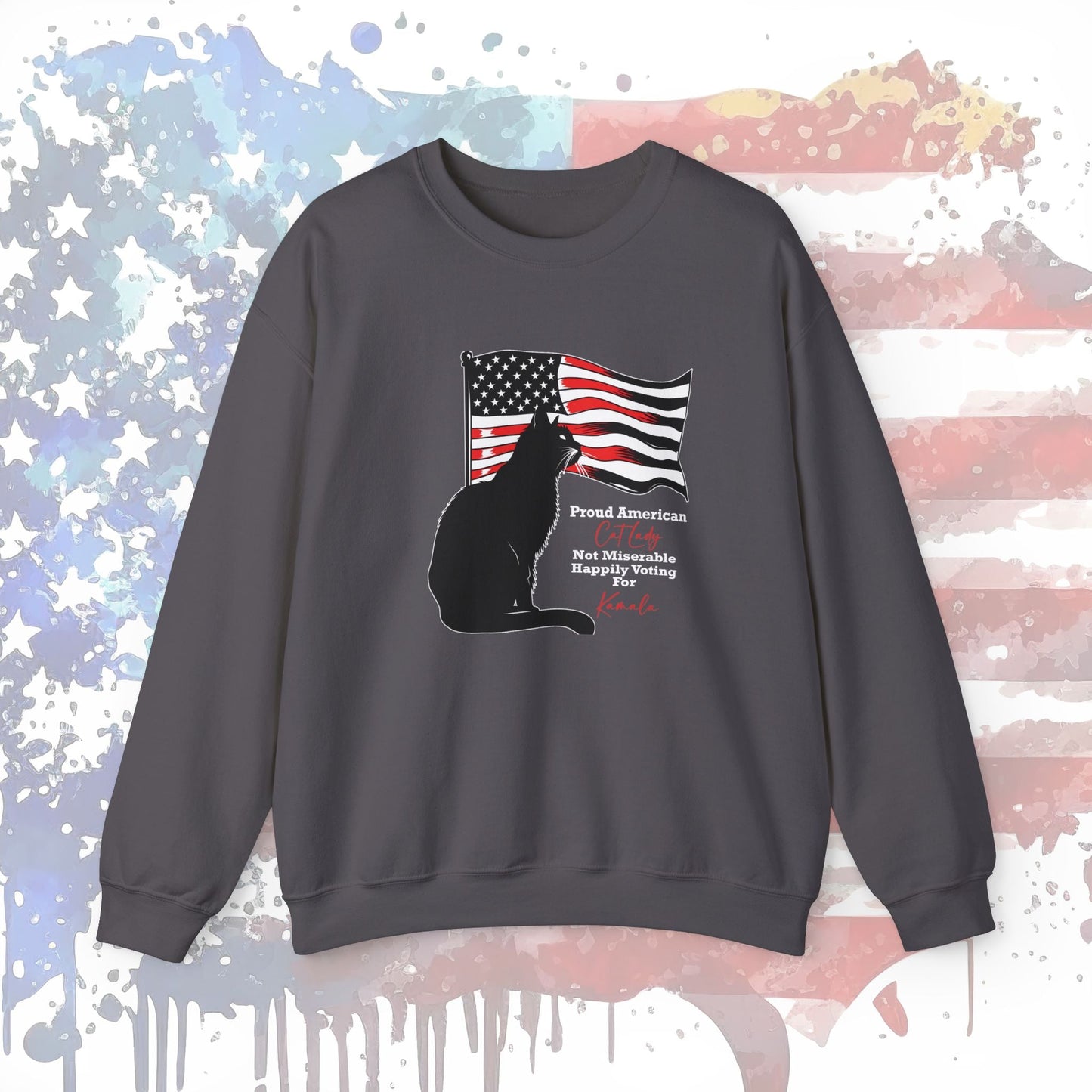 Kamala Cat Lady Sweatshirt, Proud American Cat Lady, Vote Womens Rights - FlooredByArt