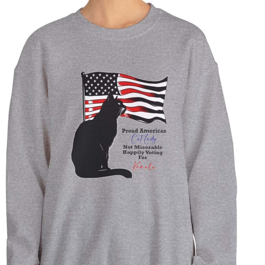 Kamala Cat Lady Sweatshirt, Proud American Cat Lady, Vote Womens Rights - FlooredByArt