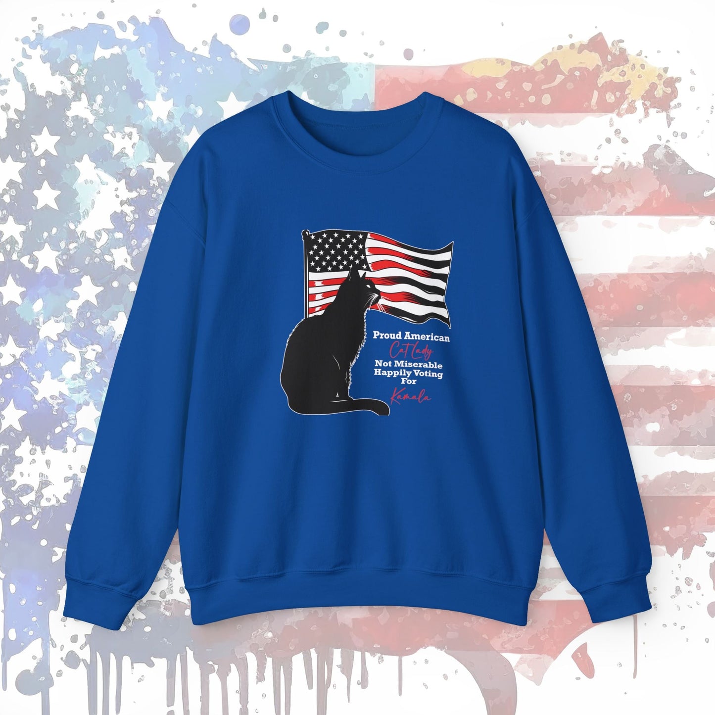 Kamala Cat Lady Sweatshirt, Proud American Cat Lady, Vote Womens Rights - FlooredByArt