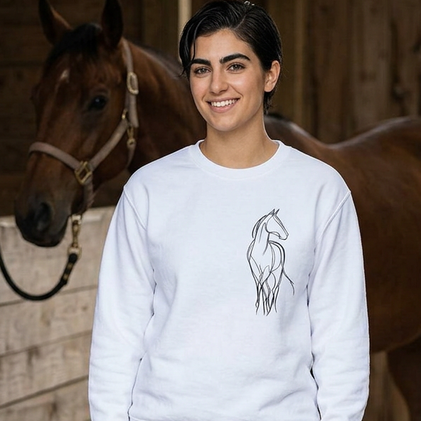 Line Art Horse Long Sleeve Shirt – Oversized Equestrian Tee