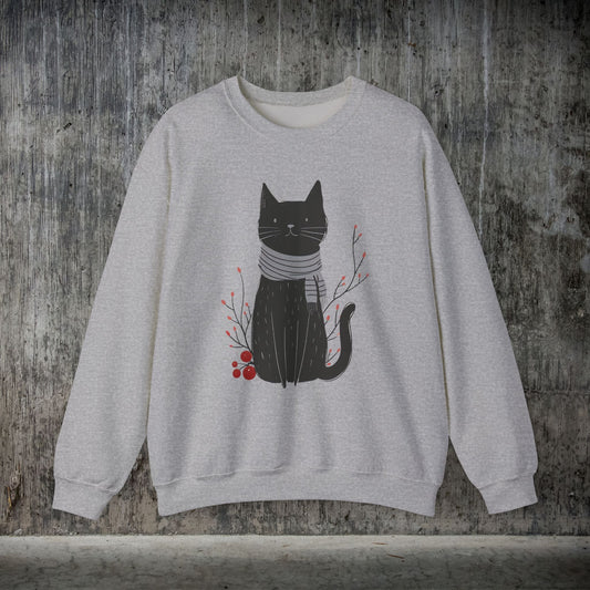 Minimalist Cat Sweatshirt, Cute Black Cat Shirt, Dapper Dressed Country Cat - FlooredByArt