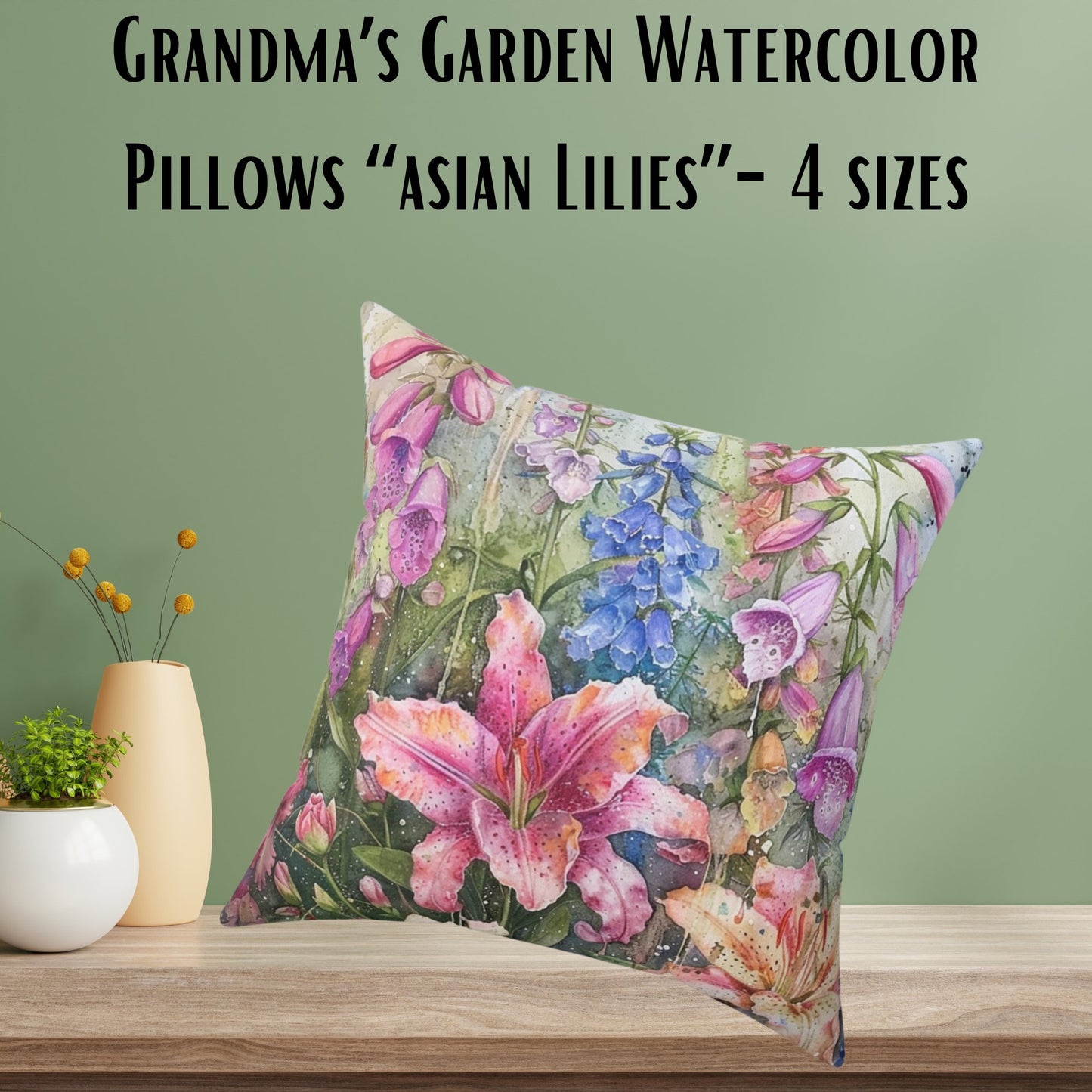 Mom's Summer Floral Garden Throw Pillow, Boho Electic Garden Decor - FlooredByArt