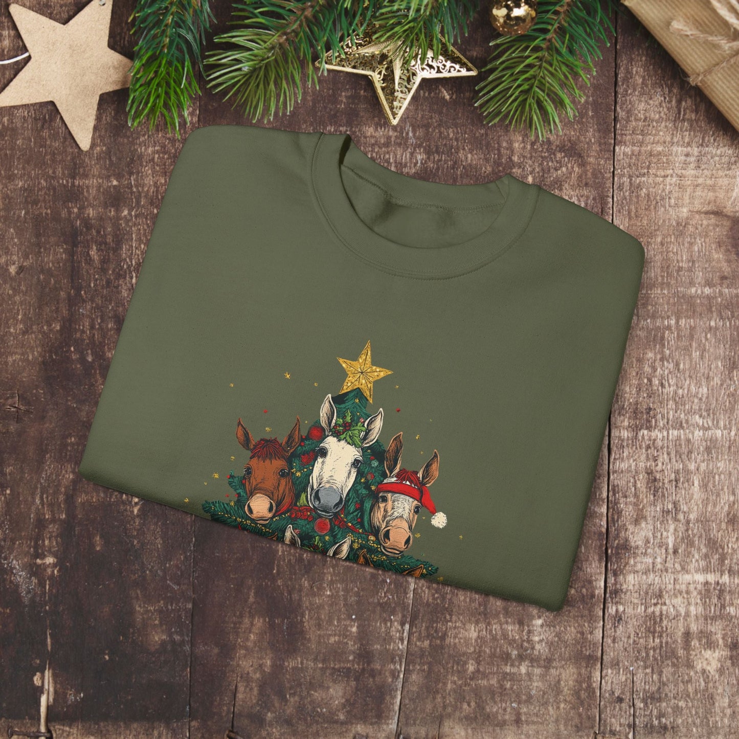 Mule Christmas Sweatshirt Shirt, Mule - Tide Greetings Donkey Shirt Gift - FlooredByArt