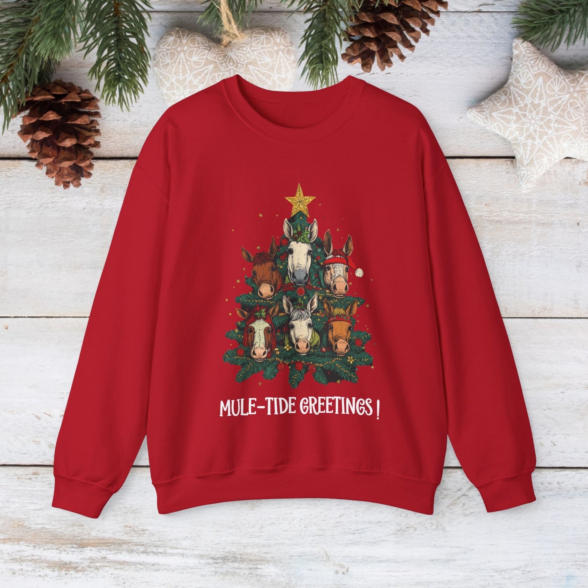 Mule Christmas Sweatshirt Shirt, Mule - Tide Greetings Donkey Shirt Gift - FlooredByArt