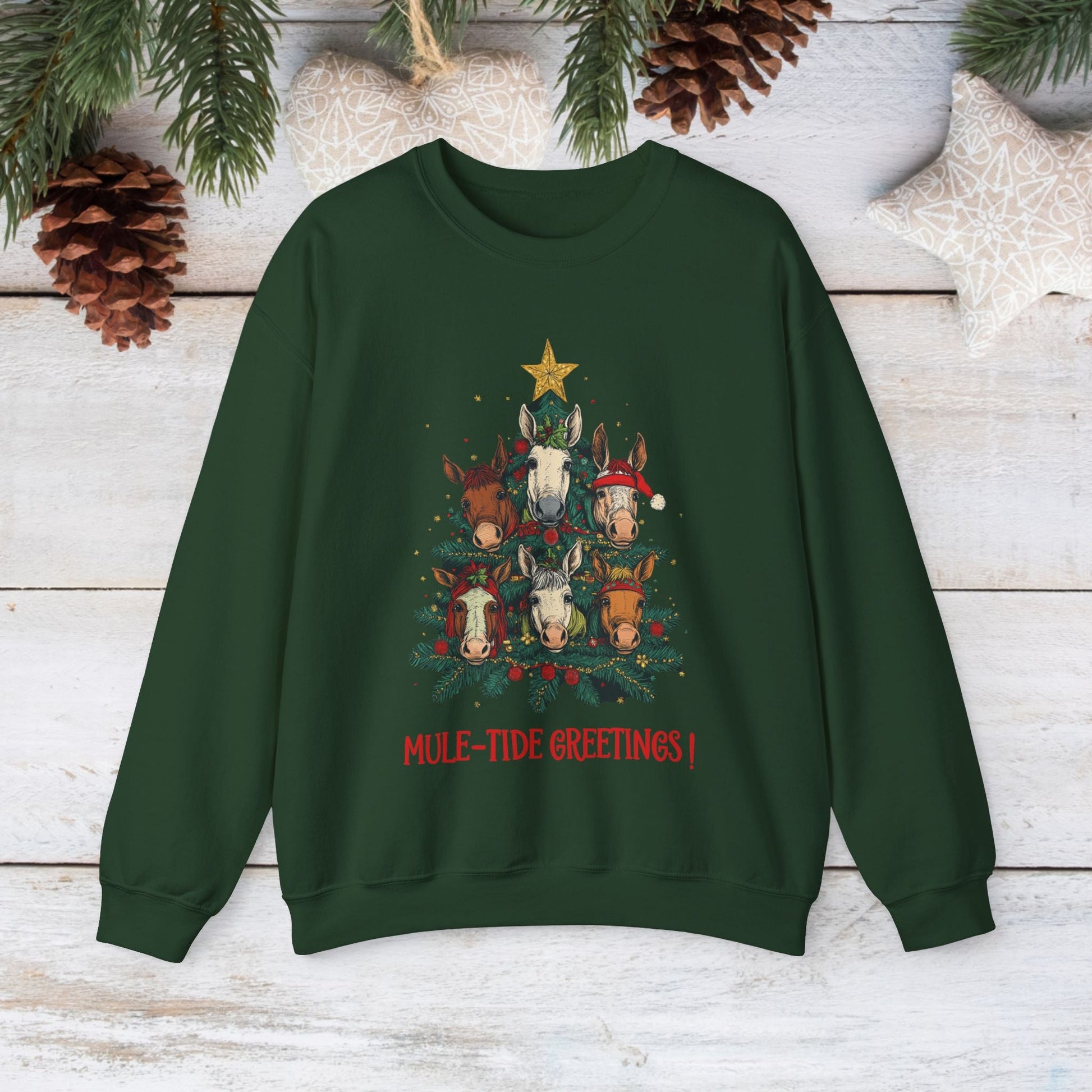 Mule Christmas Sweatshirt Shirt, Mule - Tide Greetings Donkey Shirt Gift - FlooredByArt