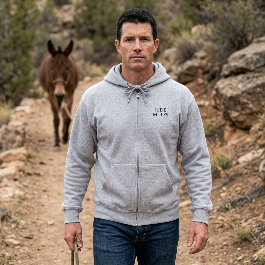 Western Mule Horse Full Zip Hoodie - Trail riding Jacket - Barn Coat