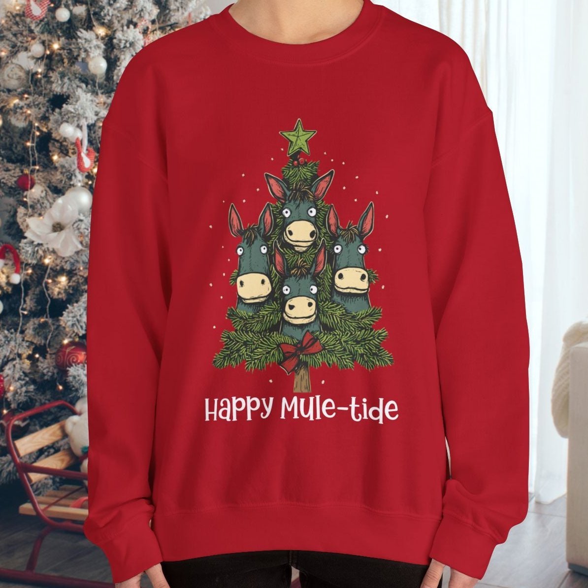 Mules Christmas Sweatshirt Shirt, Happy Mule - Tide, Mules Christmas Tree Shirt Gift - FlooredByArt