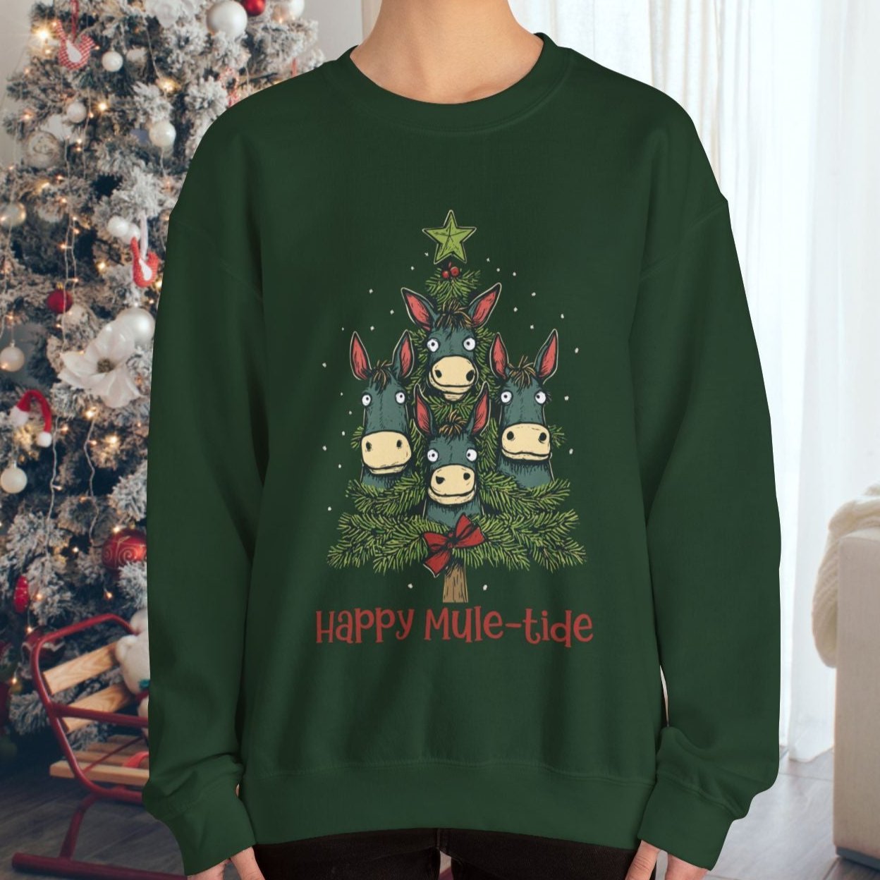 Mules Christmas Sweatshirt Shirt, Happy Mule - Tide, Mules Christmas Tree Shirt Gift - FlooredByArt