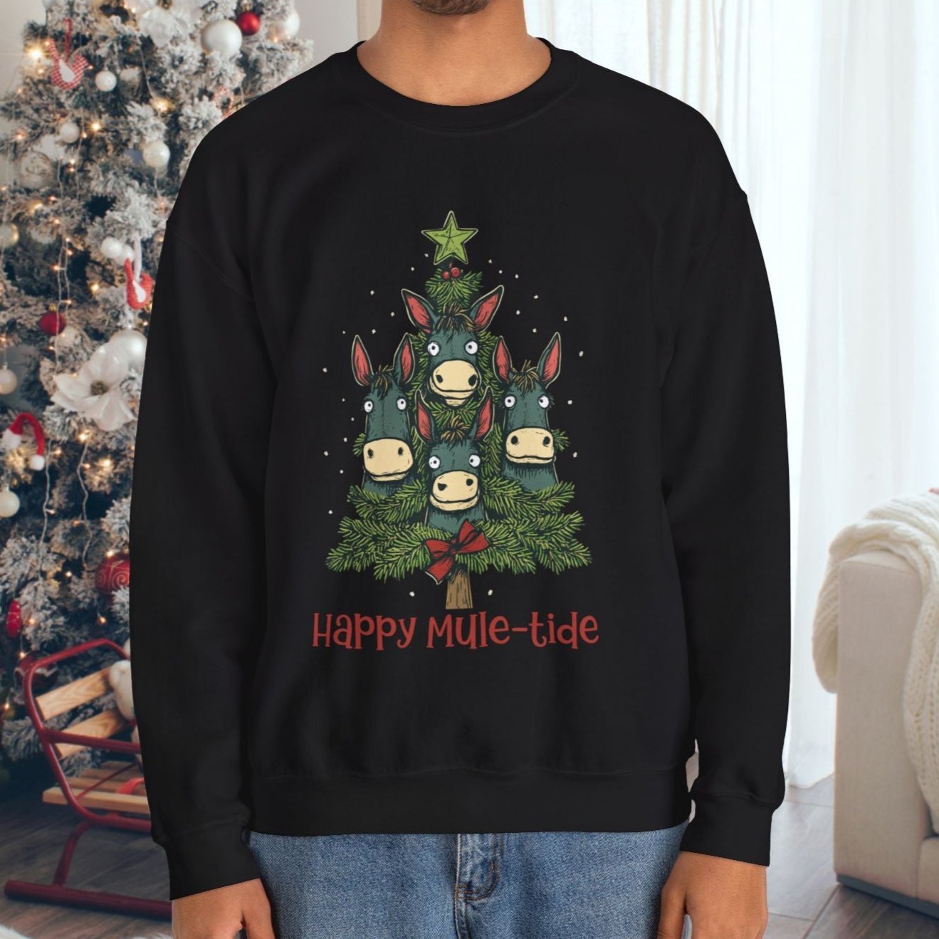 Mules Christmas Sweatshirt Shirt, Happy Mule - Tide, Mules Christmas Tree Shirt Gift - FlooredByArt