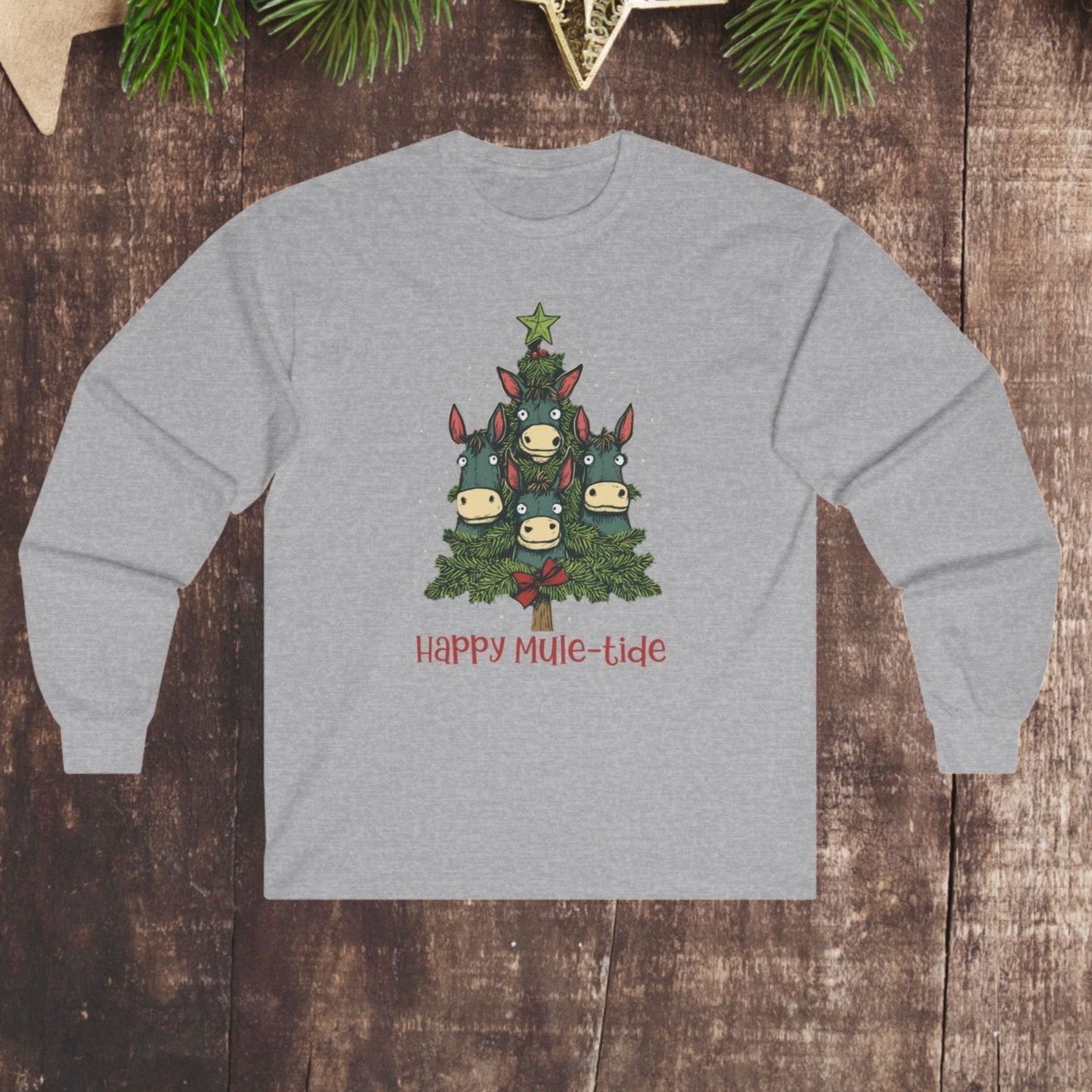 Mules Christmas Tree Long Sleeve Shirt, Happy Mule - Tide, Mules Christmas Tree Shirt Gift - FlooredByArt