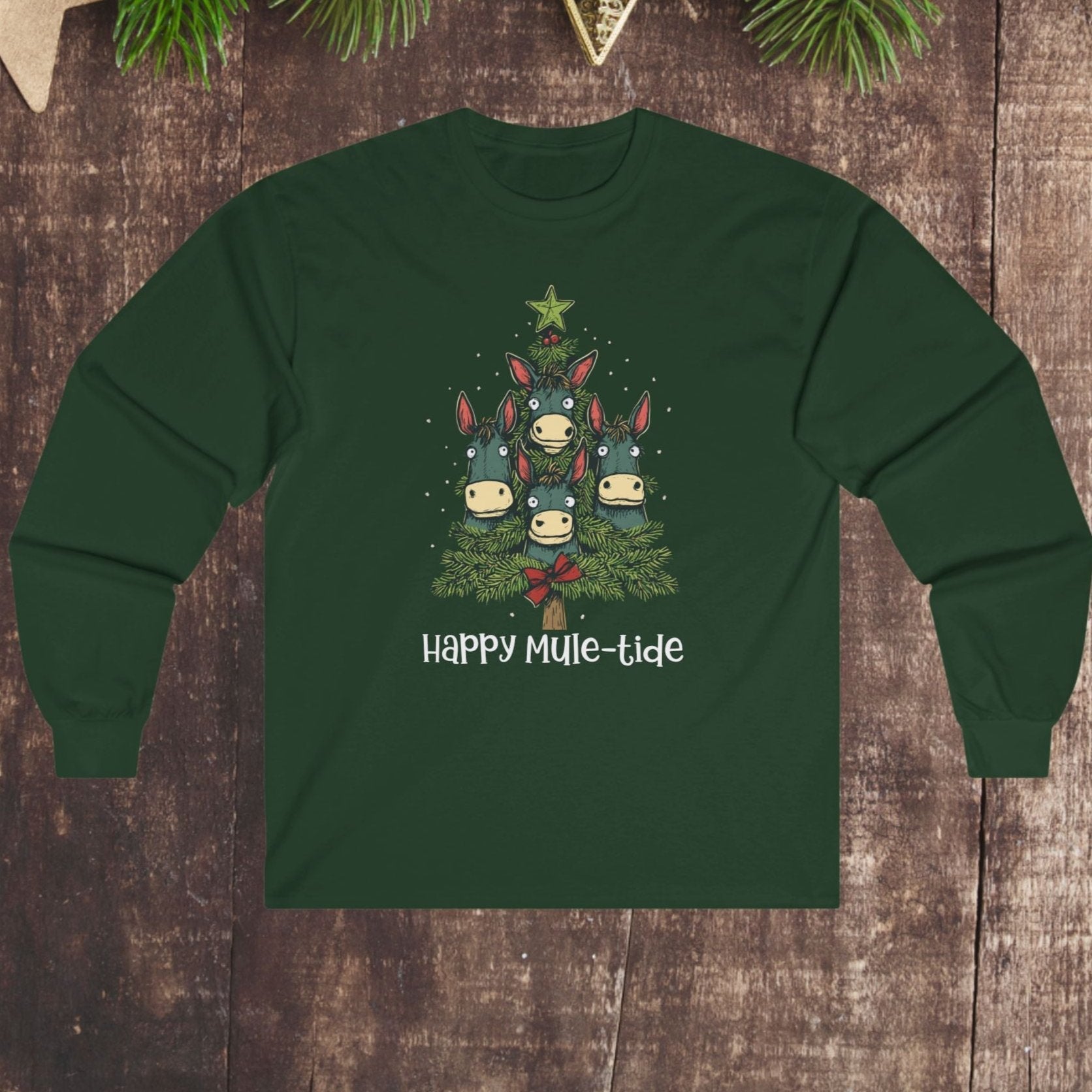 Mules Christmas Tree Long Sleeve Shirt, Happy Mule - Tide, Mules Christmas Tree Shirt Gift - FlooredByArt