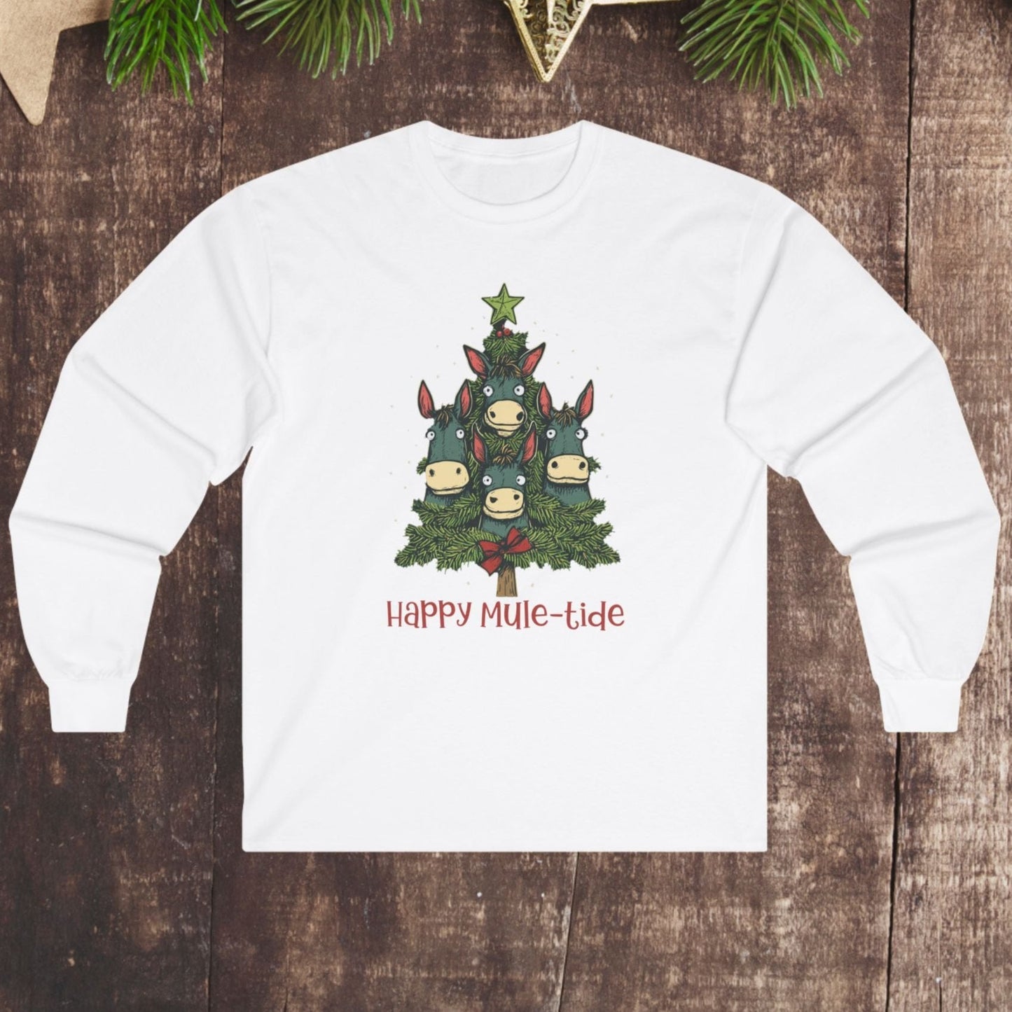 Mules Christmas Tree Long Sleeve Shirt, Happy Mule - Tide, Mules Christmas Tree Shirt Gift - FlooredByArt