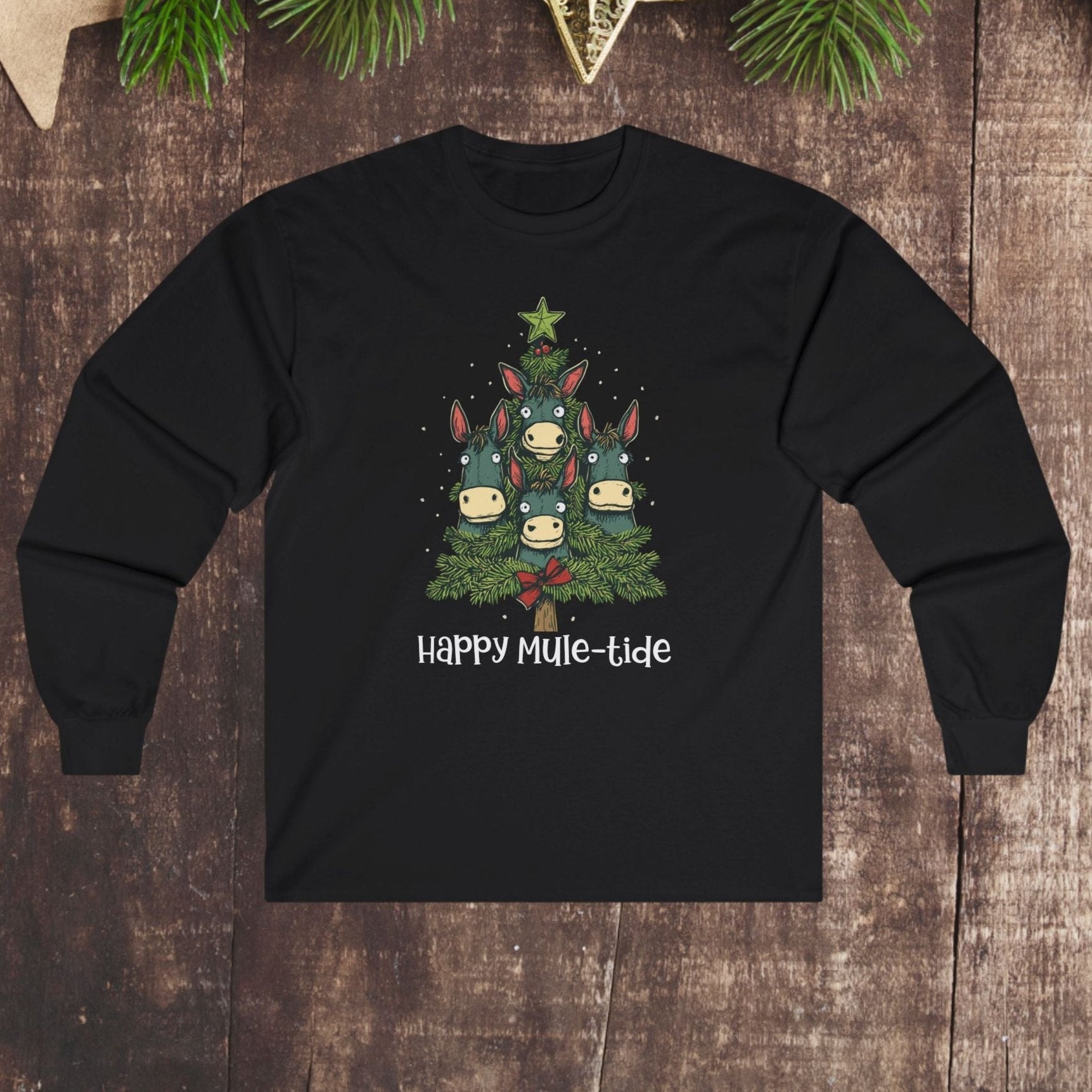 Mules Christmas Tree Long Sleeve Shirt, Happy Mule - Tide, Mules Christmas Tree Shirt Gift - FlooredByArt